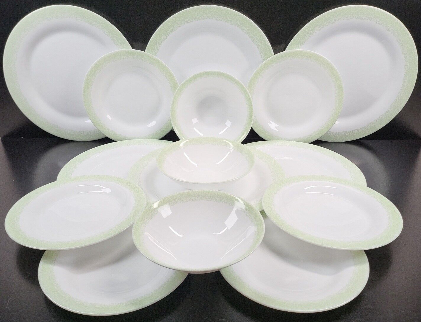 15 Pc Martha Stewart Everyday Green Leaves Plates Bowls Set MSE France Dish Lot