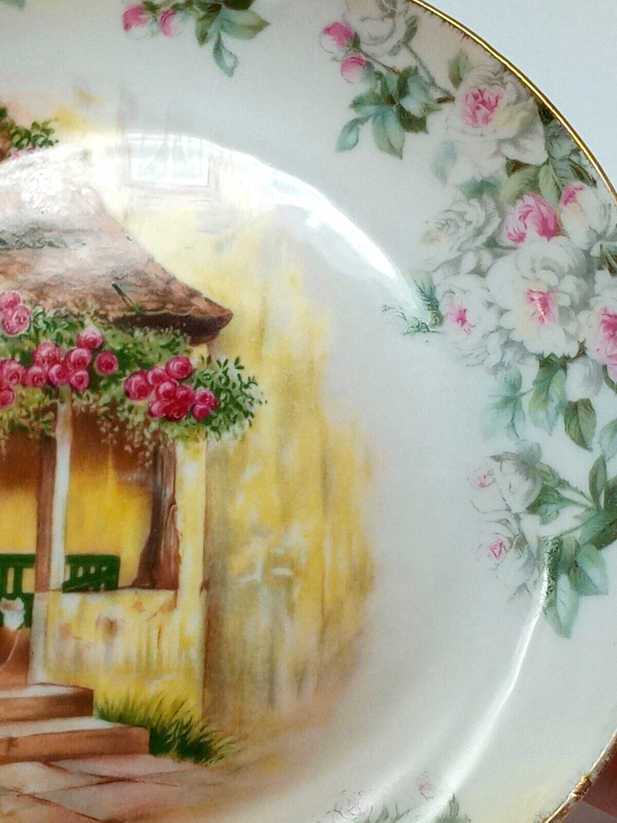 JHR Alice Bavaria Hand Painted 8″ Charger porch scene apple tree flowers euc