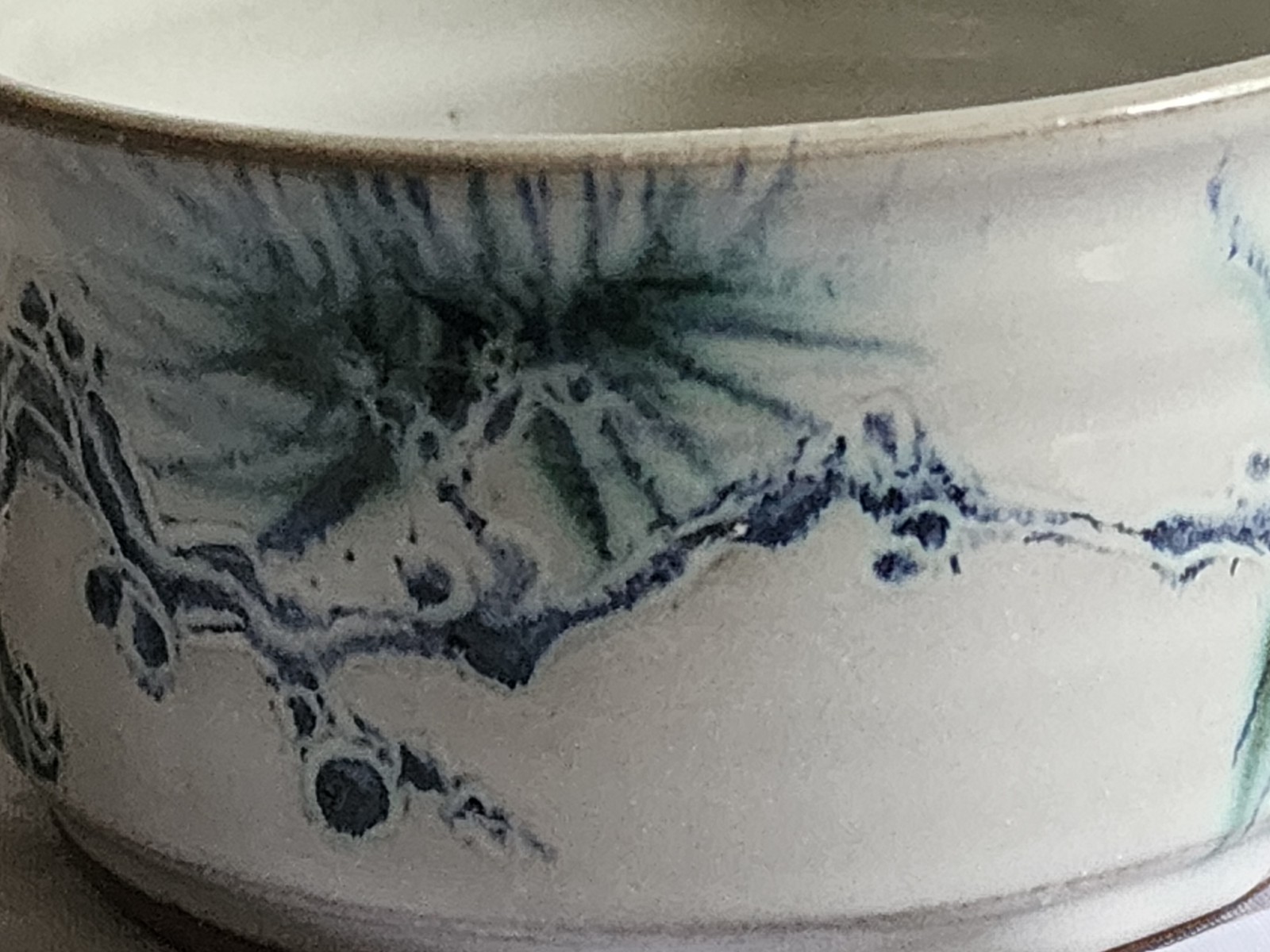 RARE David Hamilton Studio Pottery Pine Branch Needles Botanical Soup Bowl Mug