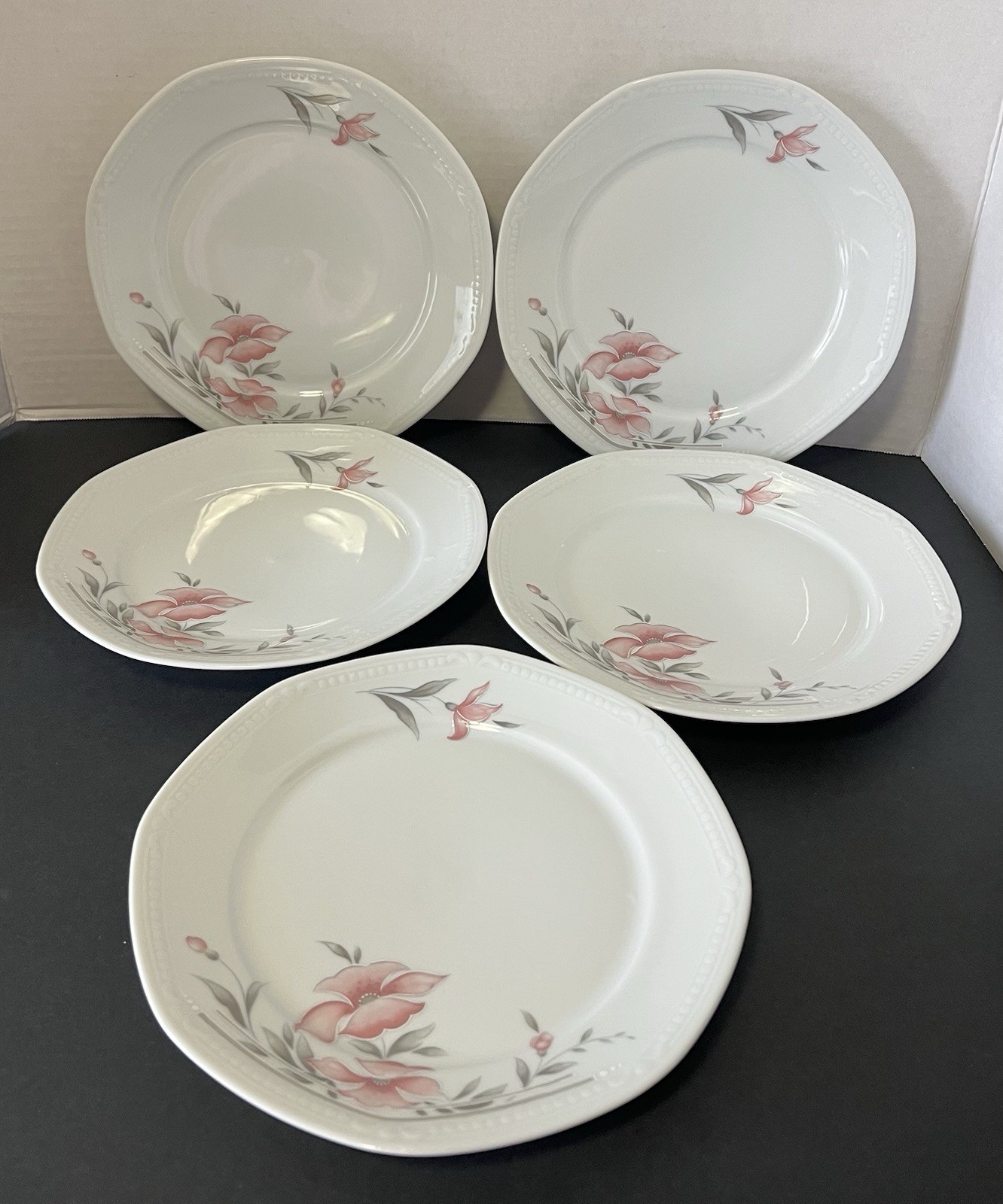 (5) Vintage Mitterteich Porcelain Salad Plates MIT71 Germany Hexagon 7.5”W A+++