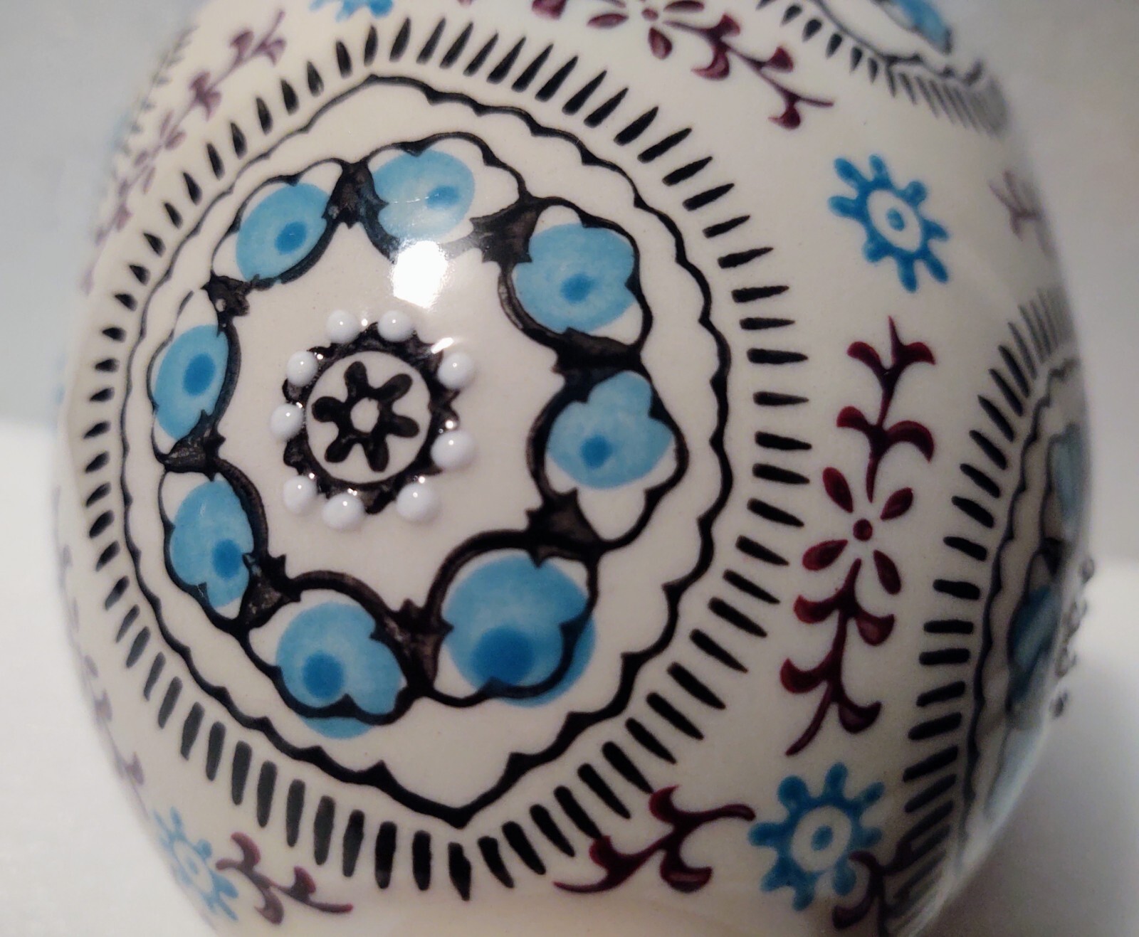 Yokohama Studio Hand Painted Footed Floral Boho Coffee Mug Textured Raised Dots
