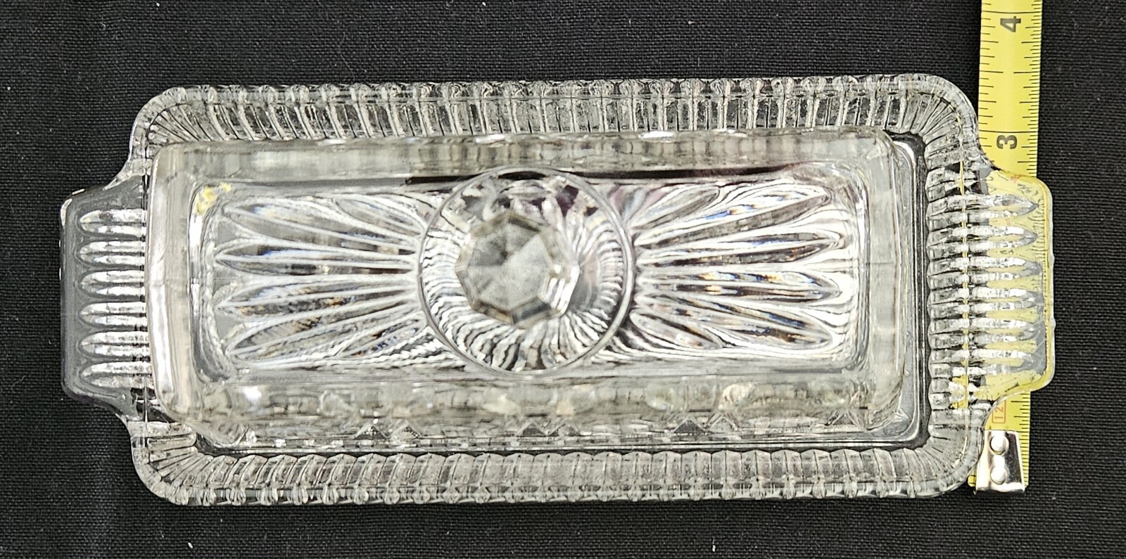 Vintage FEDERAL Glass WINDSOR Butter Dish With Lid and Small Serving Tray Clear