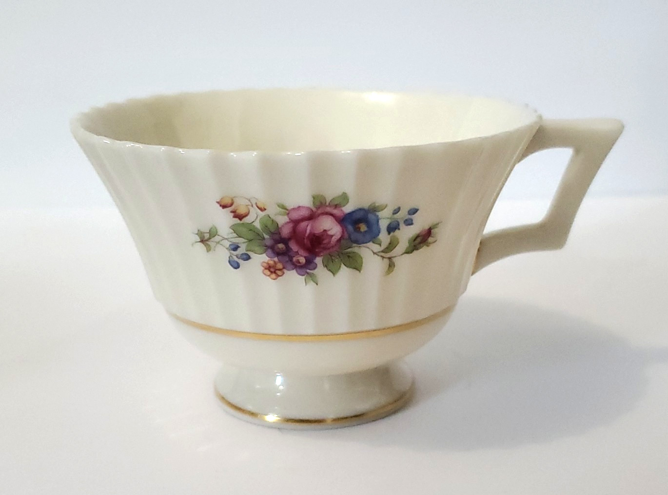 Lenox Pavlova Floral Cup 0-386 Gold Stamp and Saucer Set Vintage