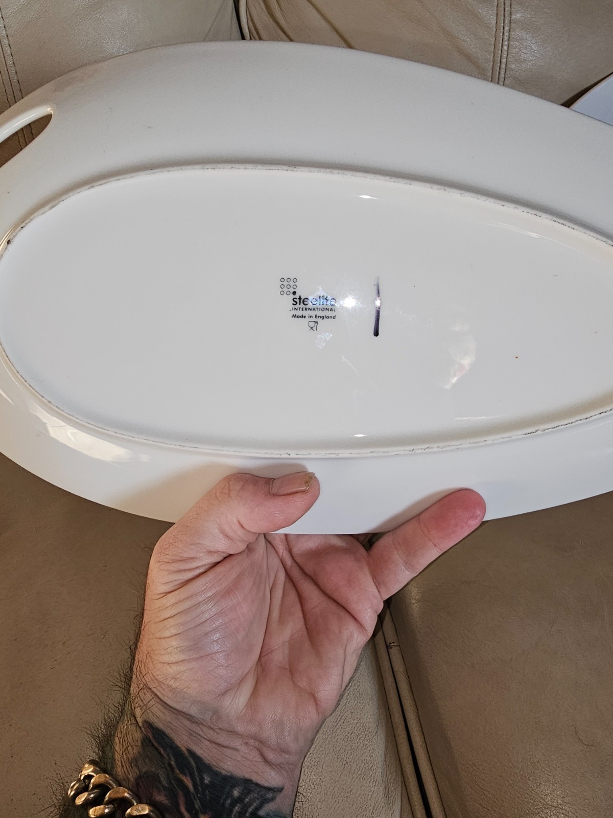 Steelite Post Modern Ceramic Asymmetrical Organic White 14½” Dinner Plates Set