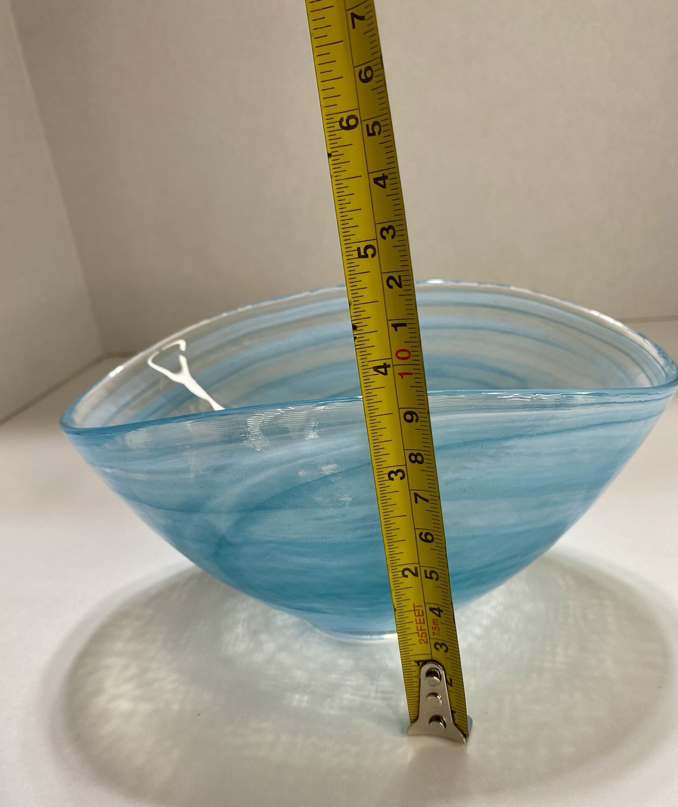 Artistic Accents Blue Swirl Oval Art Folded Glass Serving Or Decor Bowl Turkey