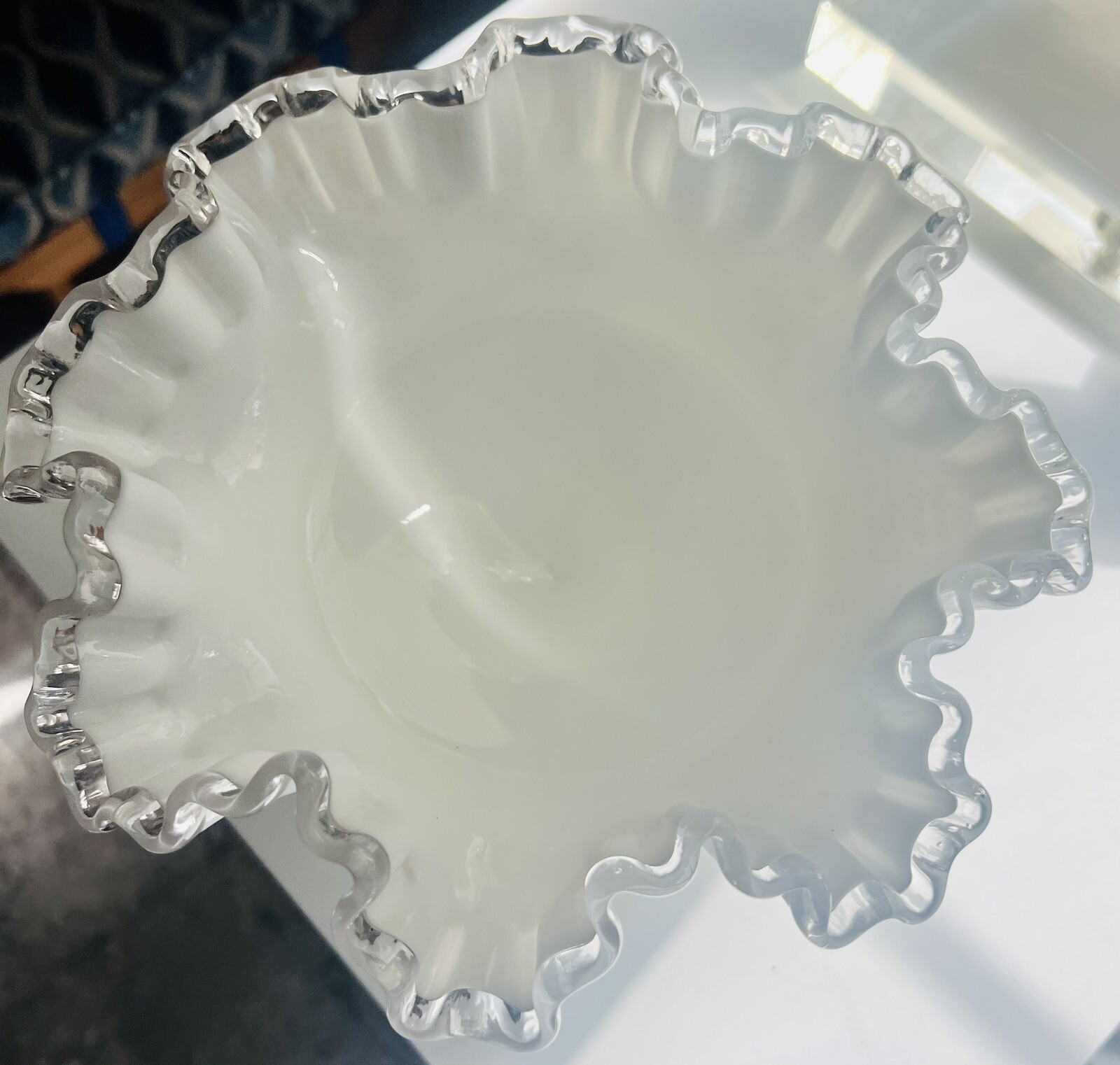 vintage fenton silver crest milk glass Centerpiece