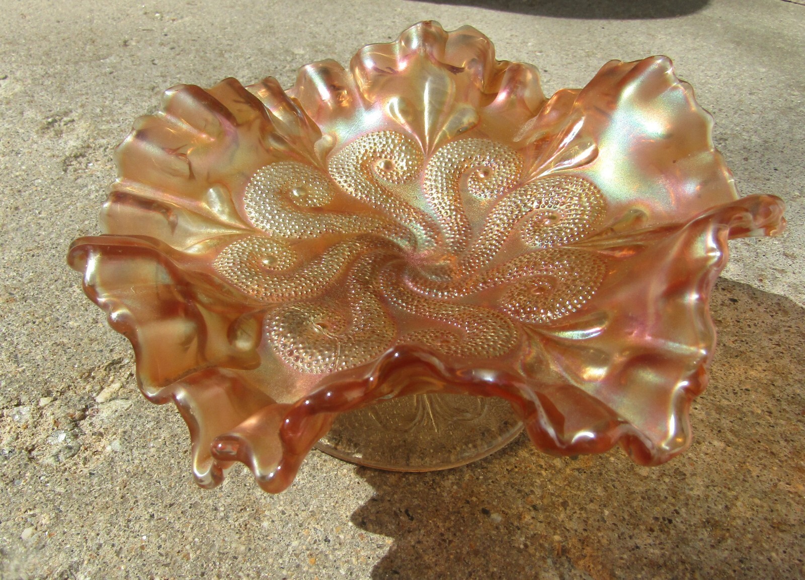 Marigold Fenton Carnival Glass Serpent snake candy dish Bowl