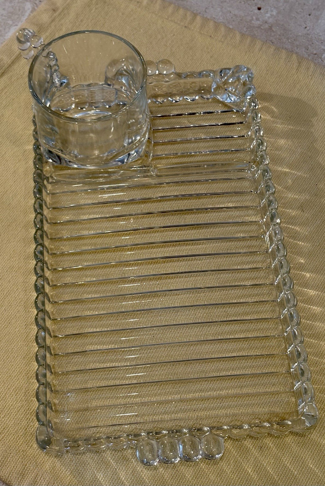 Vintage Glass Sip And Smoke Luncheon Snack Tray Nostalgia Home Decor