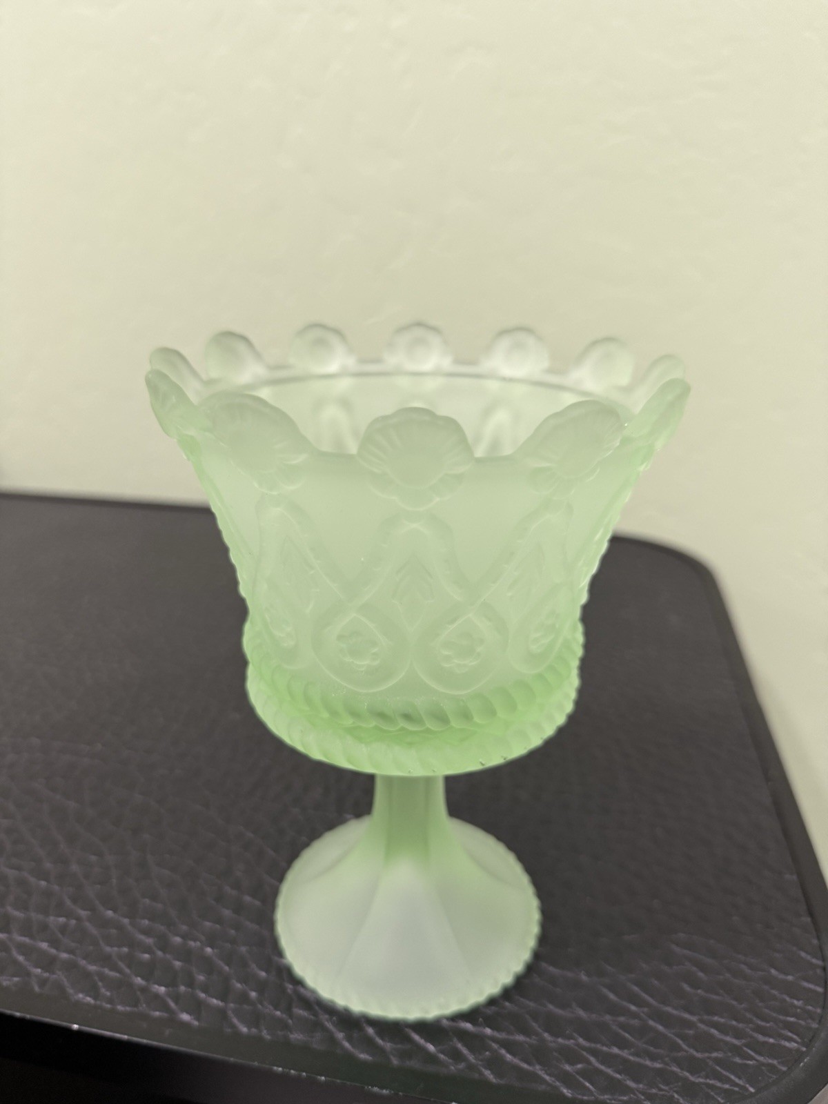 Fostoria Glass Frost Chantilly Green Hapsburg Candy Dish No Lid