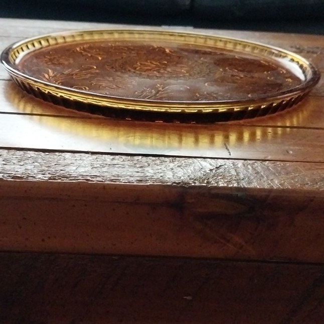 Vintage 10″ Amber Tiara Indiana Sandwich/Daisy Glass Serving Platter