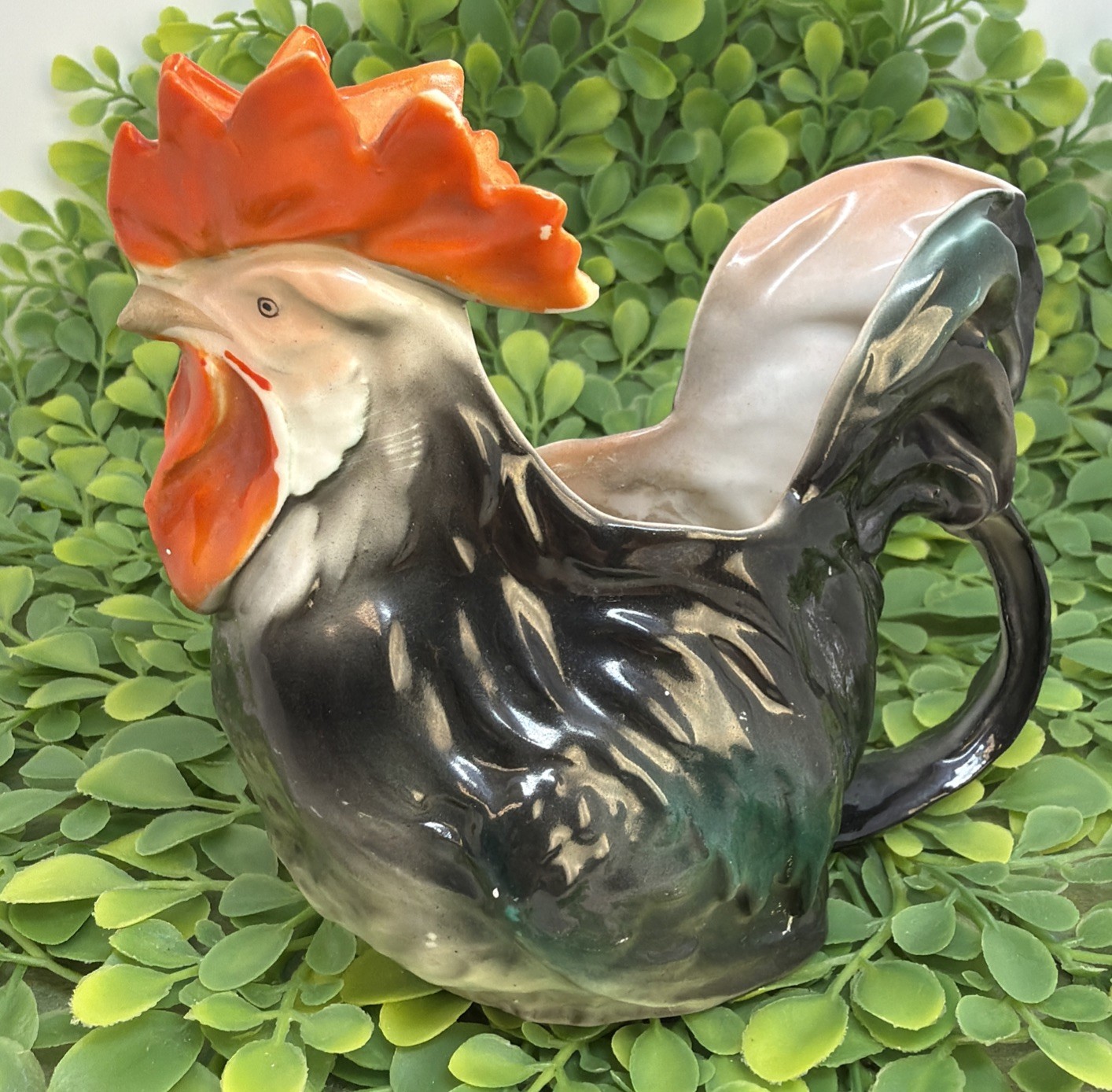 Antique Royal Bayreuth Bavaria Rooster Creamer Pitcher RARE!! 4.25 T Porcelain