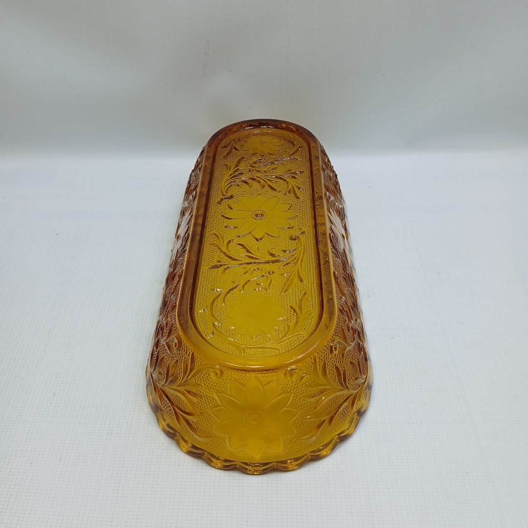 Indiana Glass Tiara Sandwich Amber Celery Dish 10″ Oval Serving Bowl