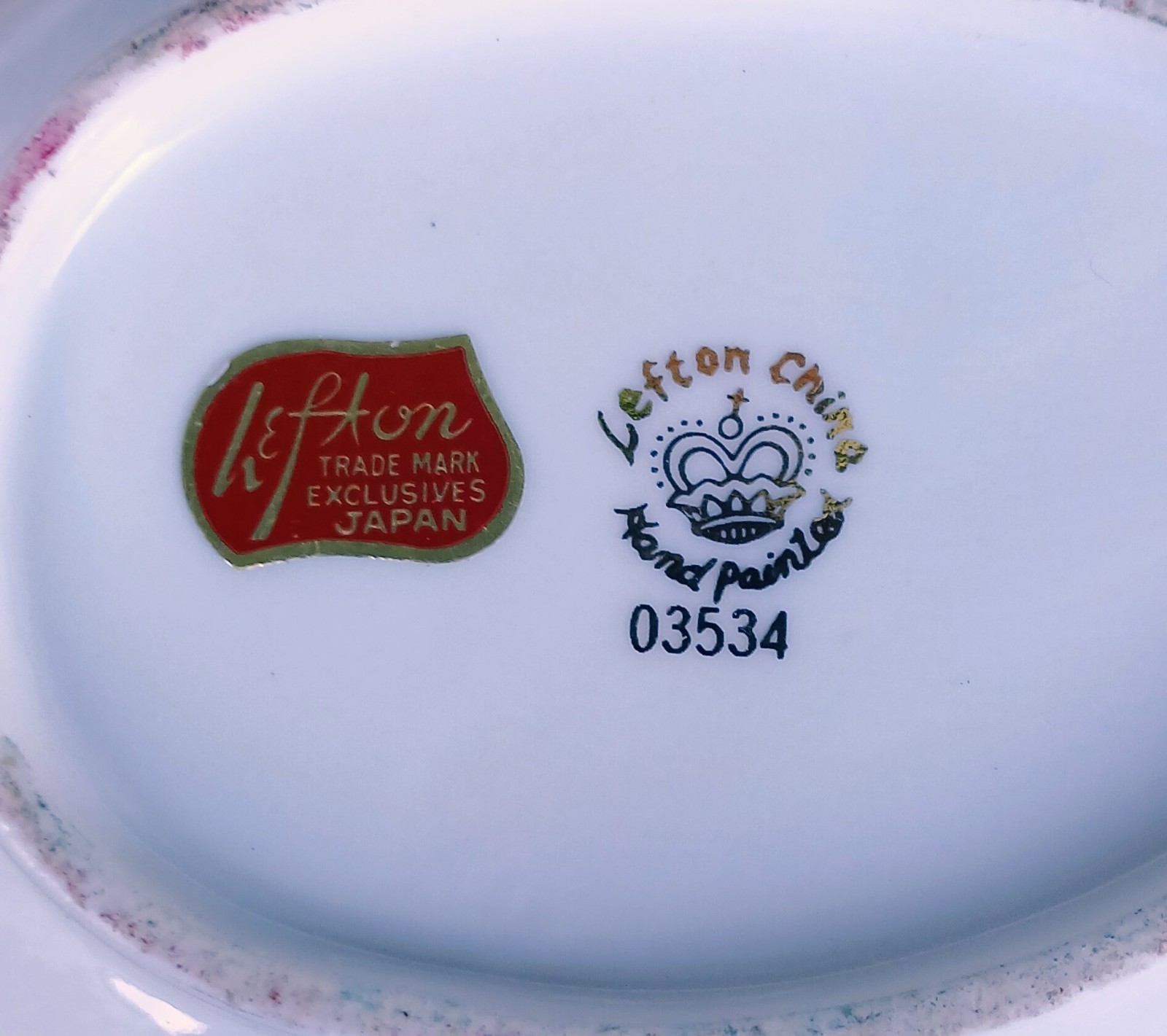 Lefton Hand Painted Leaf-Shaped Floral China Dish White Pink Green 03534 Japan