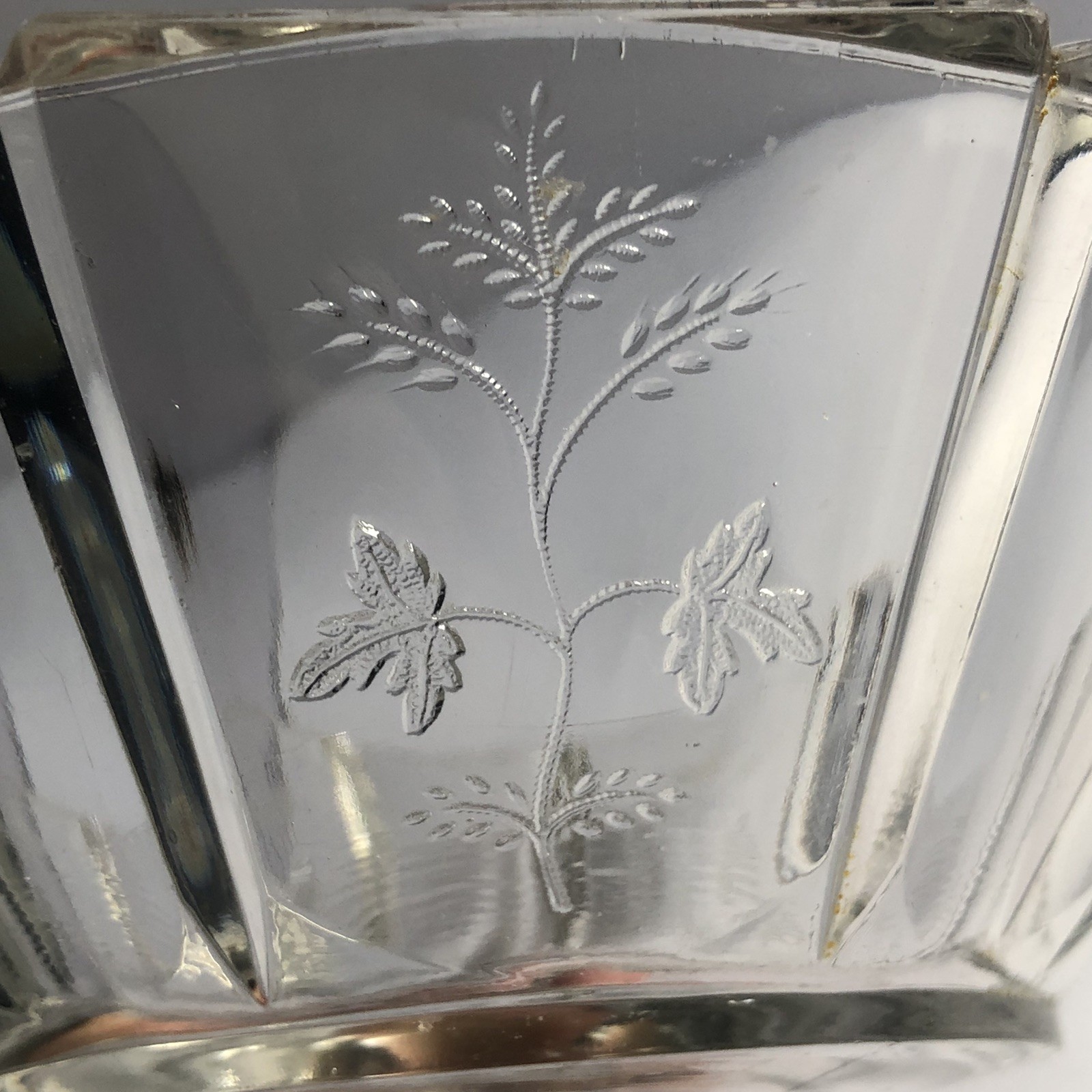Bryce Higbee Indian Tree Paneled Glass Pedestal Compote 5.5″ EAPG Sprig Pattern