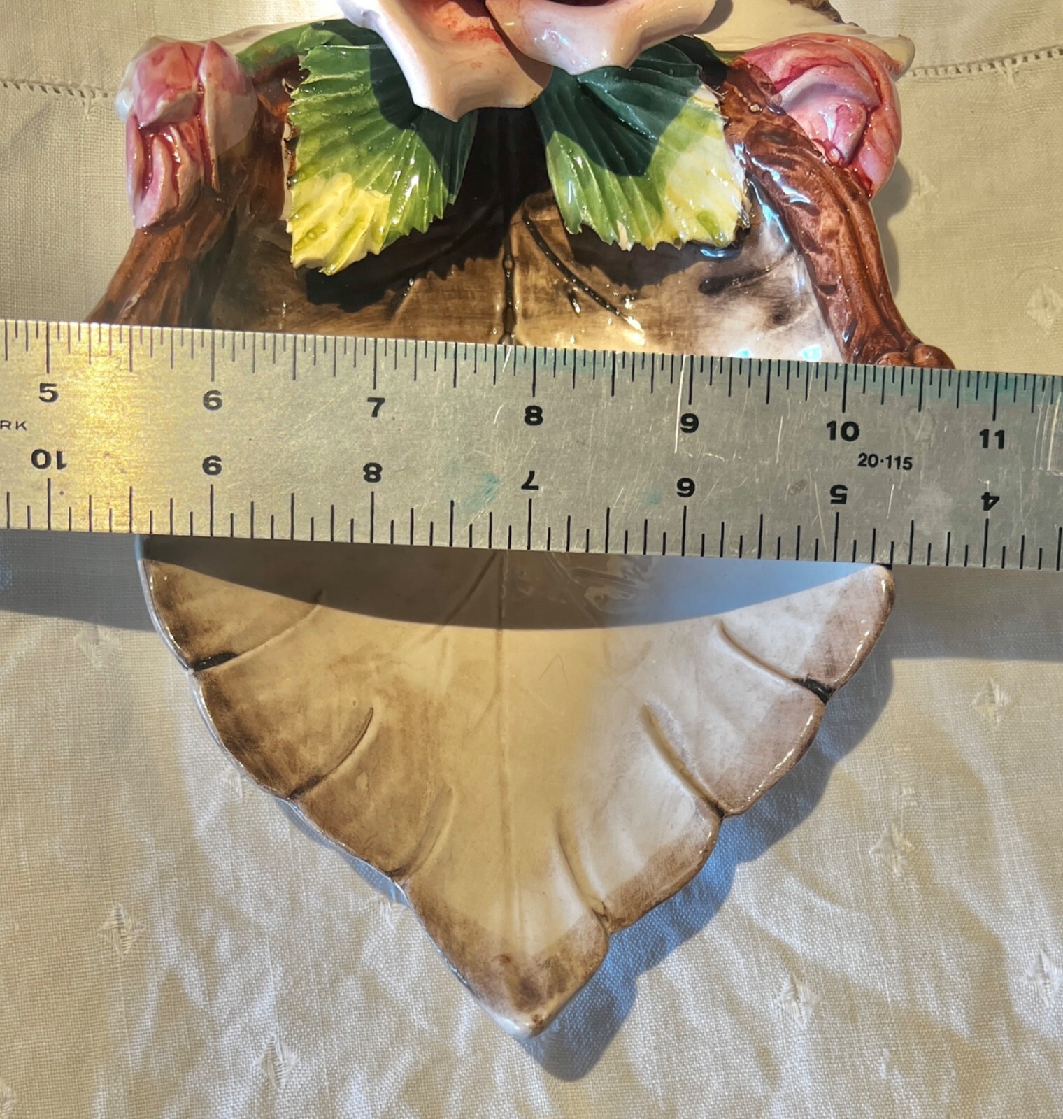 Capodimonte Floral & Leaf Porcelain Dish 10.75″ X 9″ X 3″ Hand Made Italy