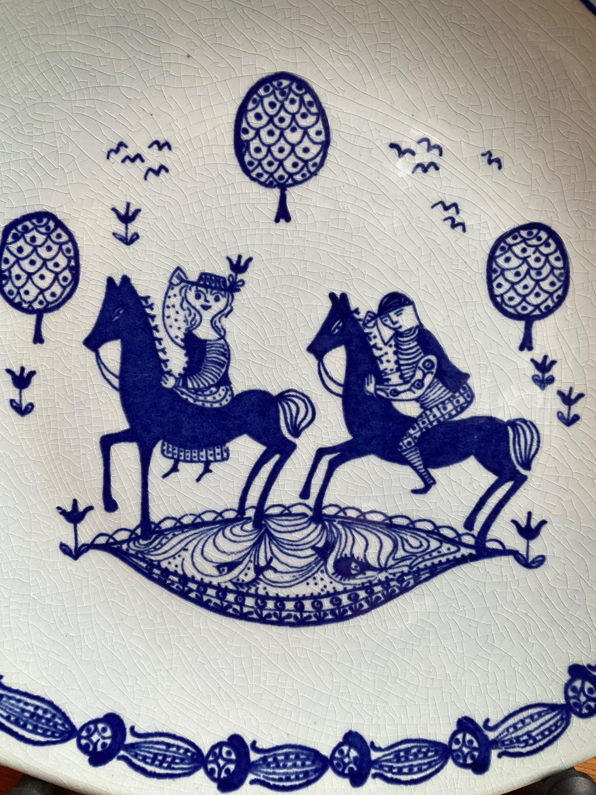 VTG STAVANGERFLINT NORWAY WALL PLATE KARI HORSES MID CENTURY SCANDINAVIAN 8″