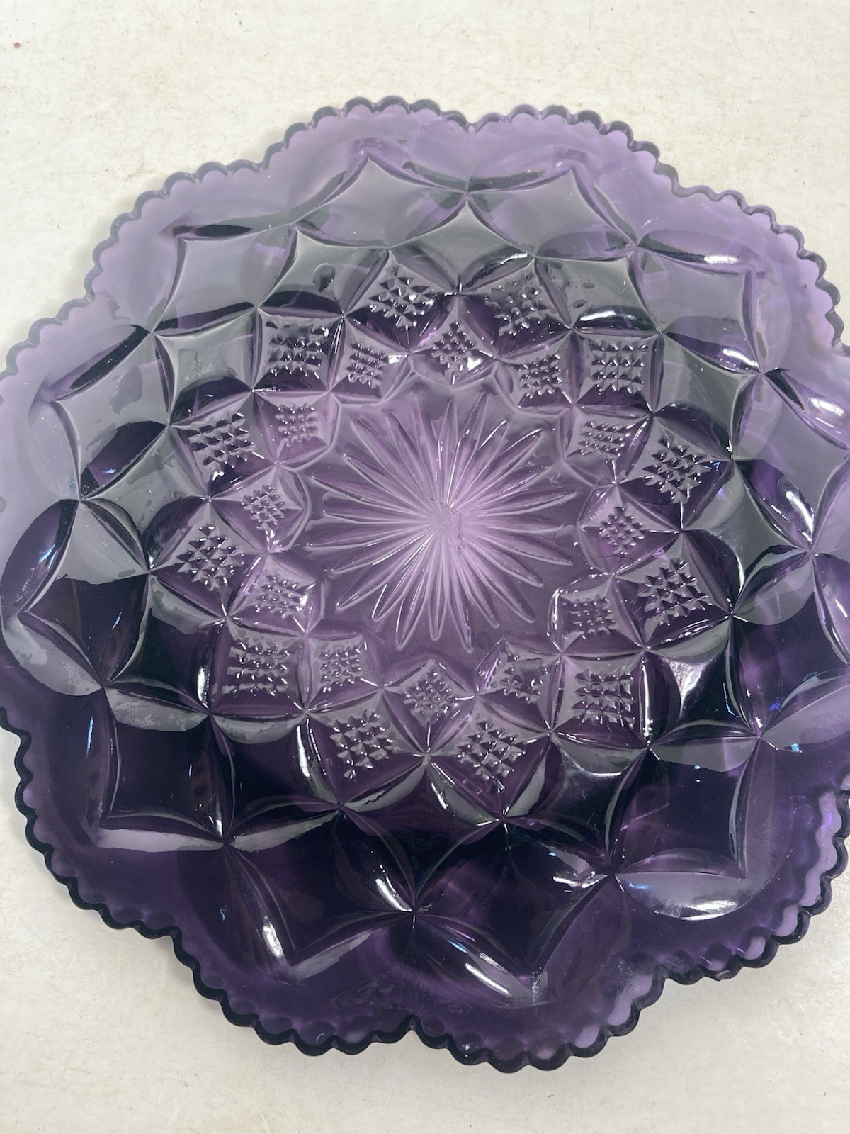 Butter dish, irradiated Purple Glass Pressed Glass