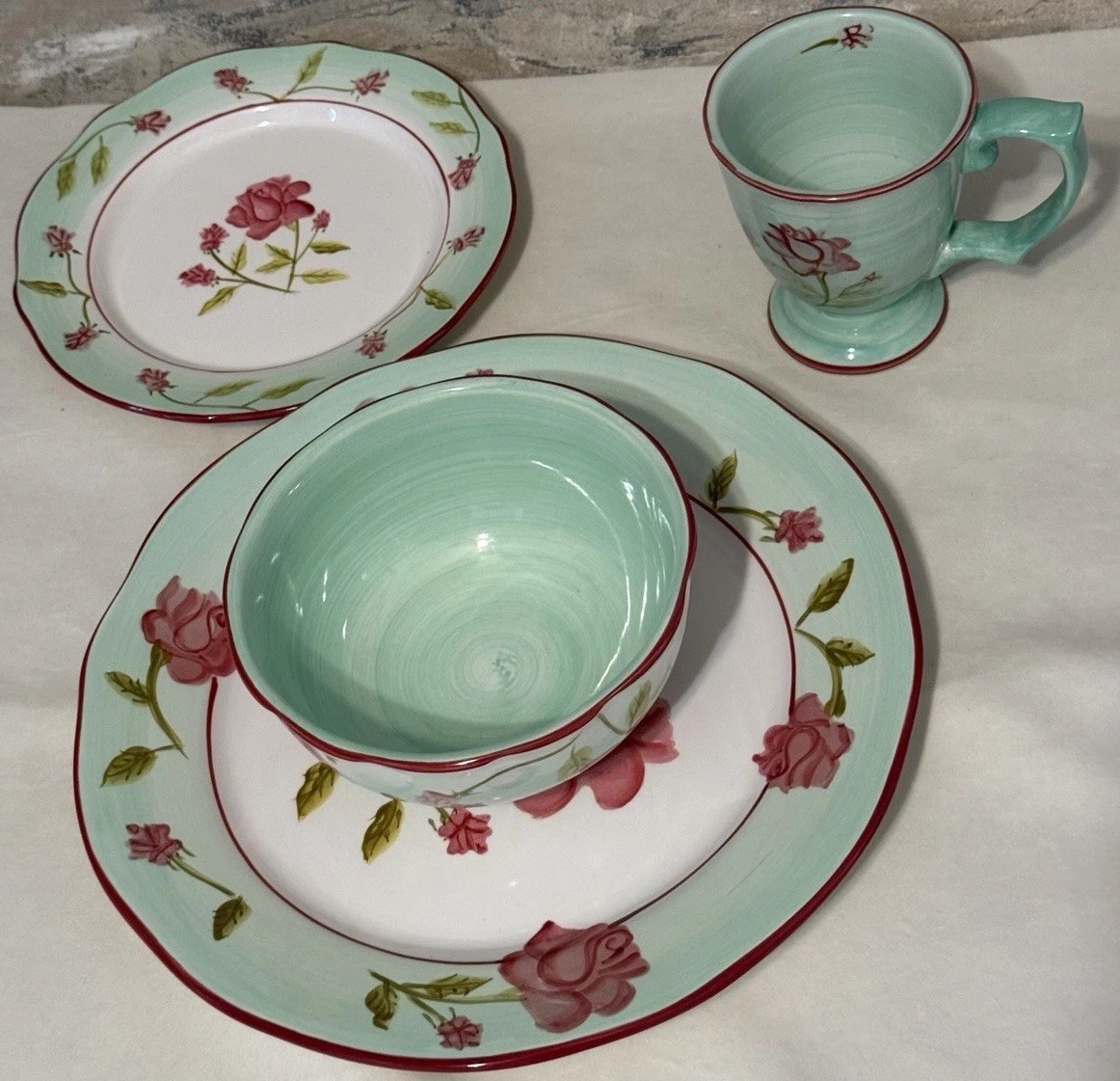 12pc Rose Garden by Canterbury Potteries Toby Pieri design 2 Place Settings Plus
