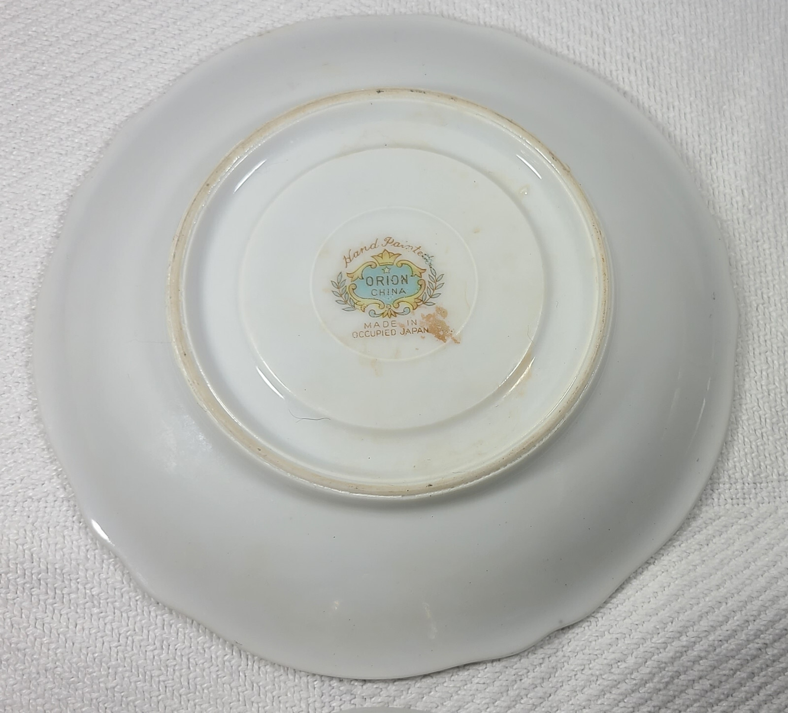Hand Painted Orion Teacup and Saucer Made in Occupied Japan Black w/ Flowers