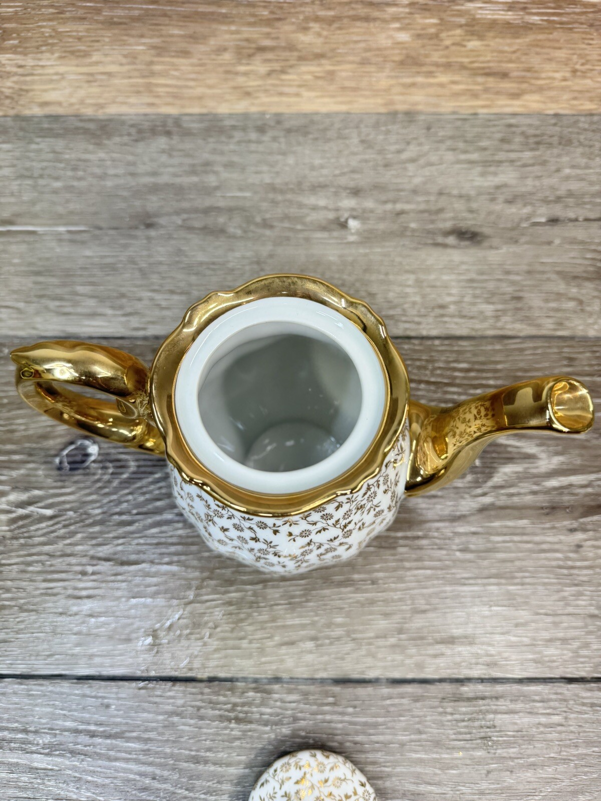 Mitterteich Bavaria Germany Gold Plated Floral Tea Pot 7.5” Tall