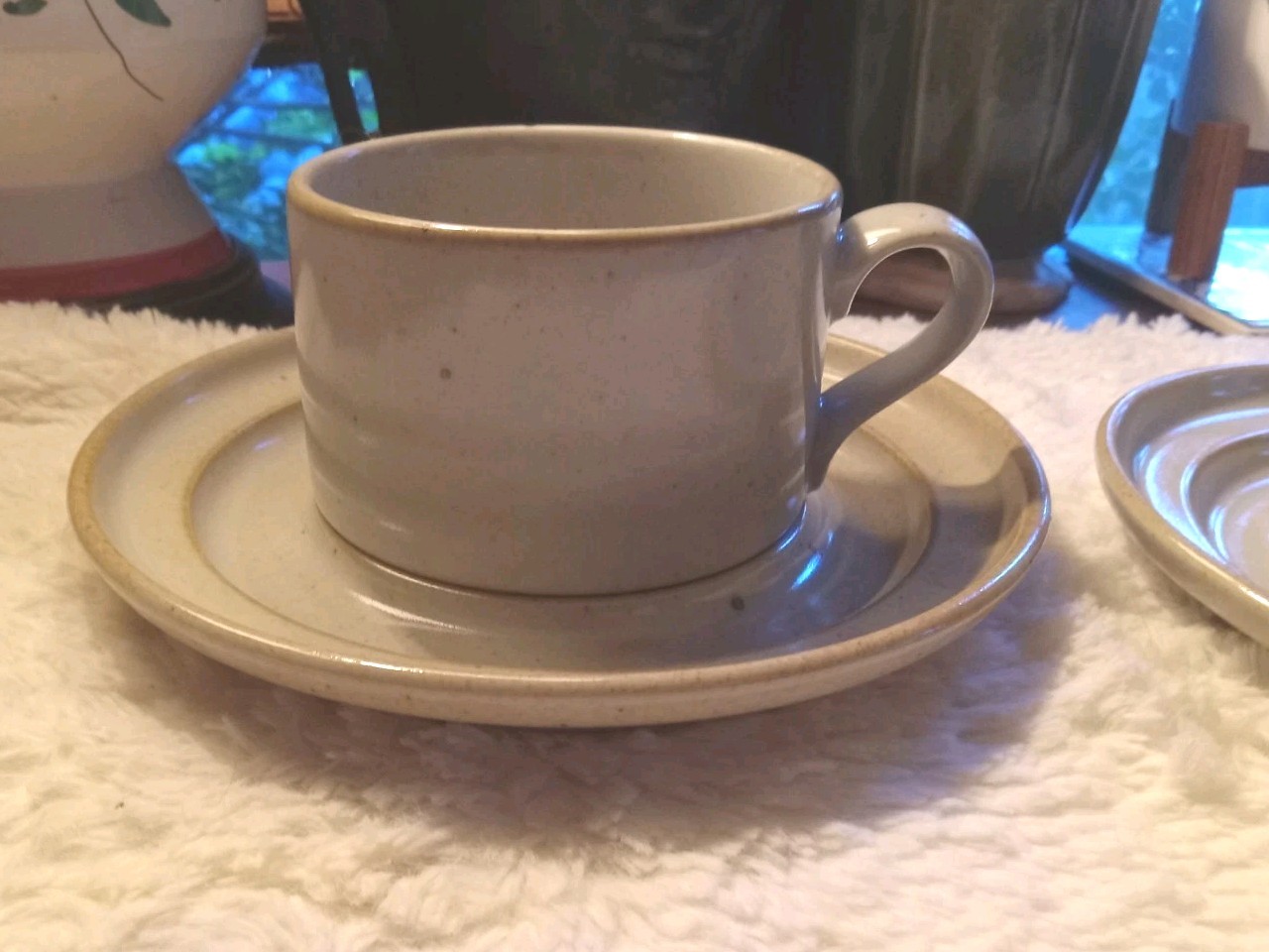 Vintage 70s Dansk Sugar Sand Niels Refsgaard Brown Mist Japan Cups & Saucers (2)
