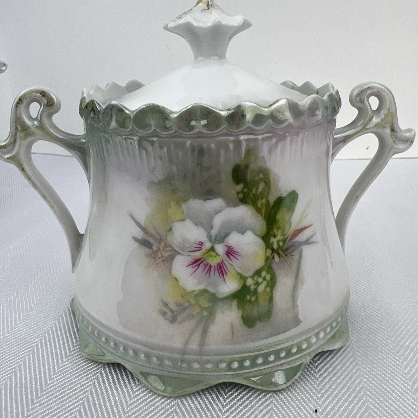 Antique RS Prussia RED MARK Porcelain Teapot Chocolate Pot Sugar Creamer Set