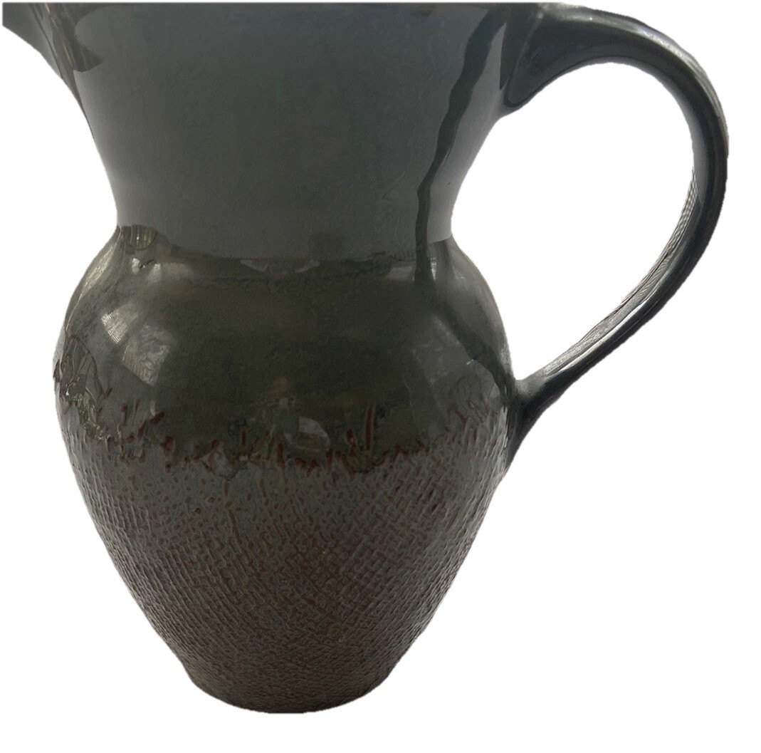 CRAFT Mission Pottery Gray and Rust color Textured Pitcher 8 Inch vtg