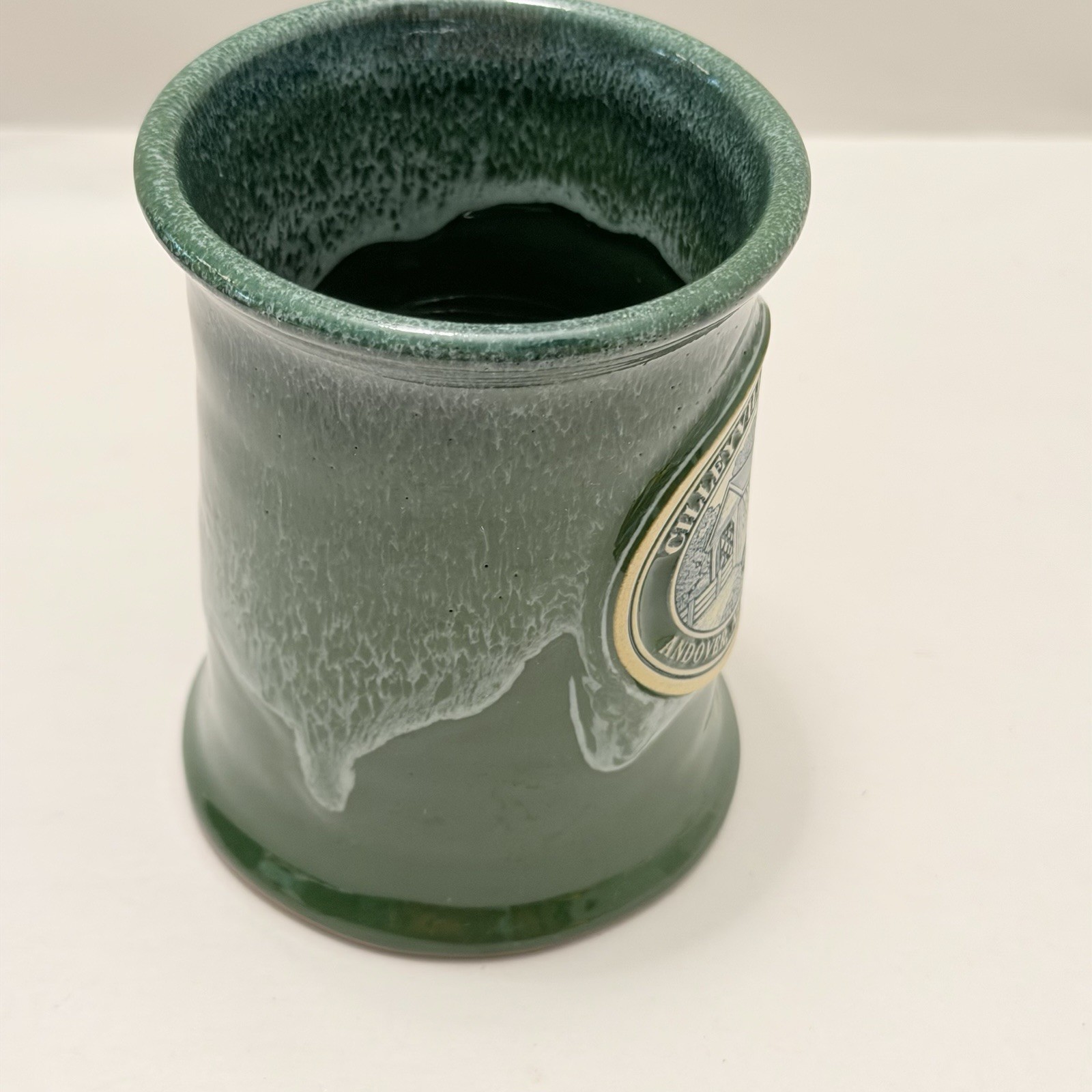 Deneen Pottery USA 2012 Andover NH Cilleyville Covered Bridge Green Glaze Rare