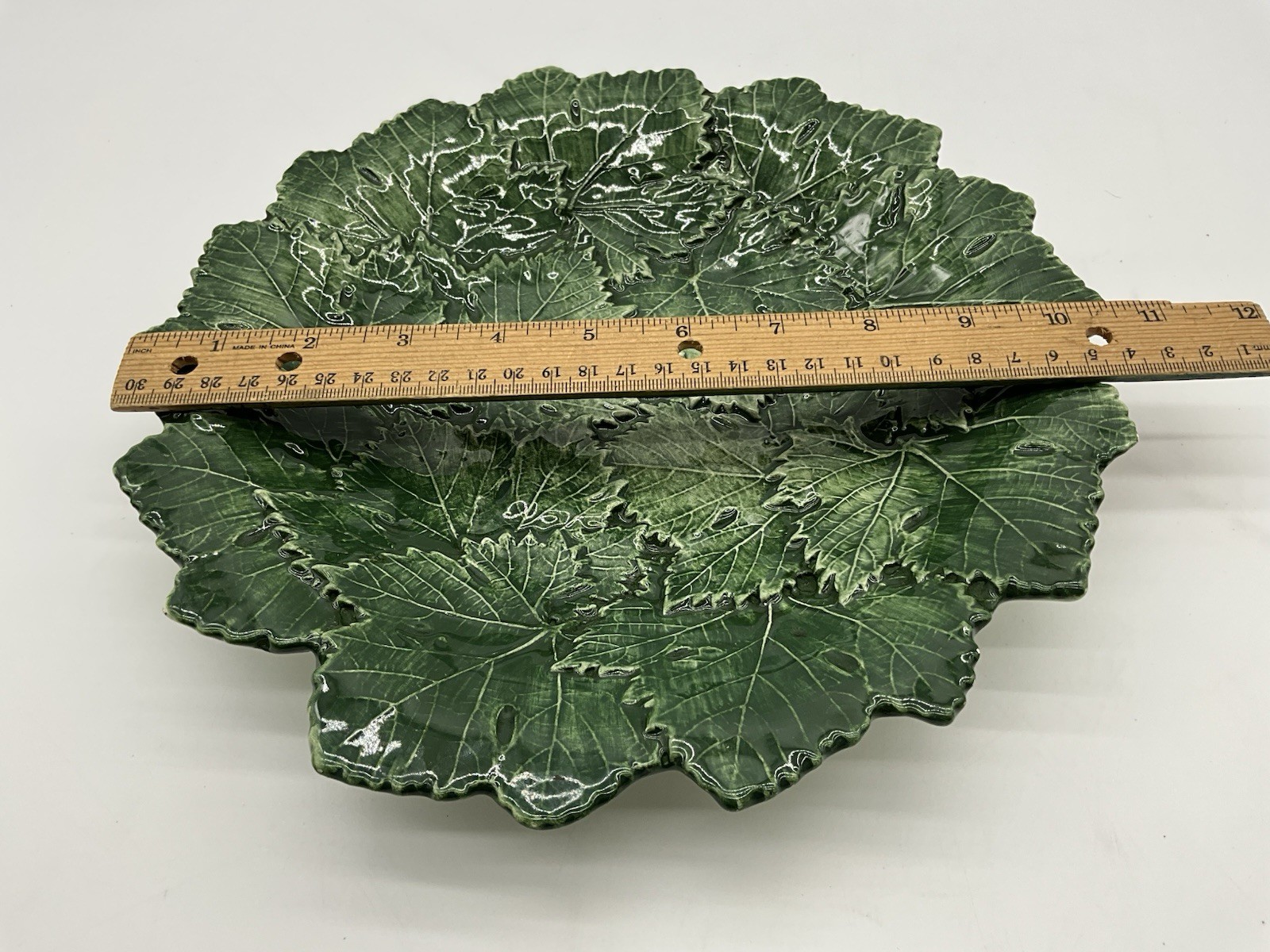 Bassano Italian Green 3D Serving or Centerpiece Bowl 10 1/2 inch Diameter