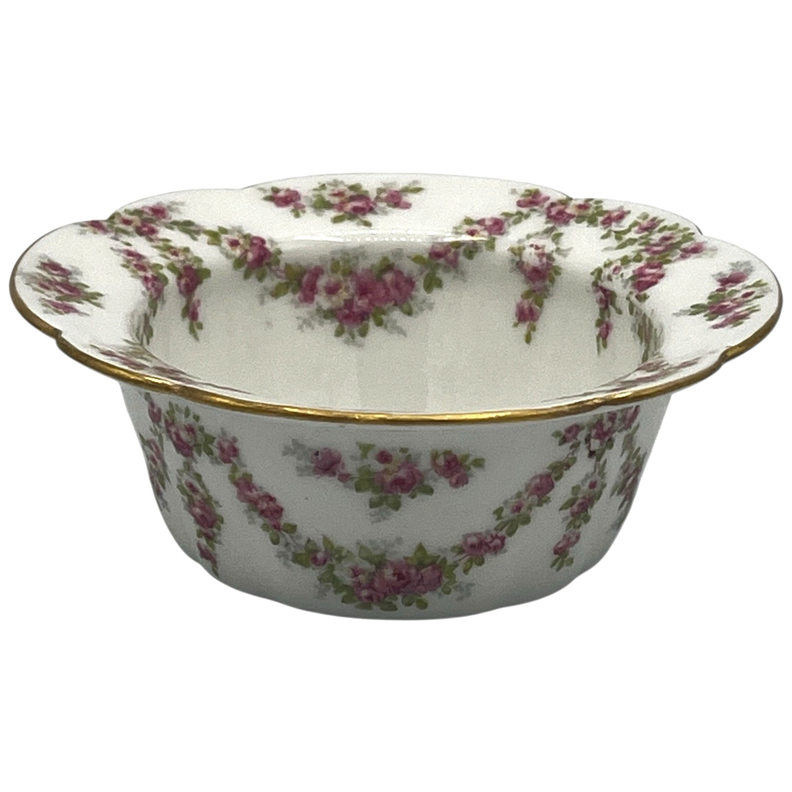 Antique Tressemann & Vogt Limoges France Pink Rose Garland Berry Dessert Bowl
