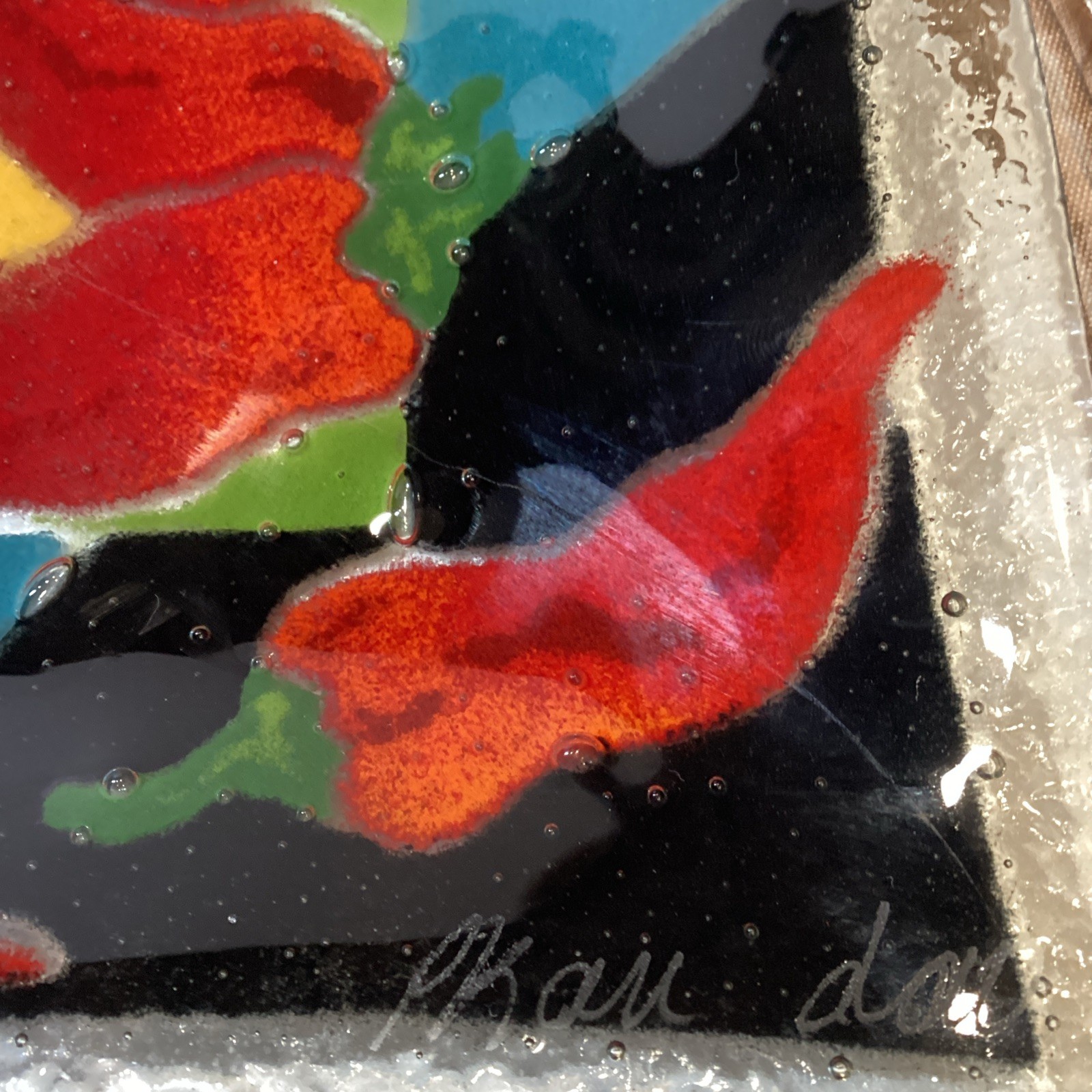 Chili Pepper Fused Art Glass Tray Signed P Karr