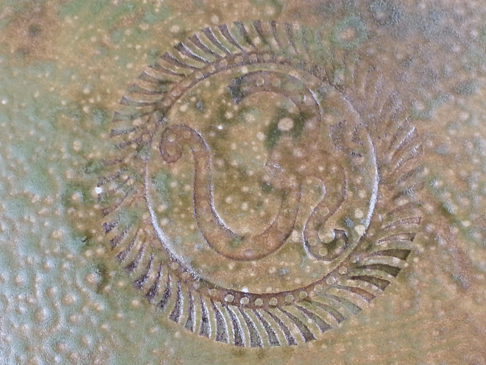 Art Pottery Round Tray Artisan Signed Sharmon 11.5 Inch Platter Om Sign