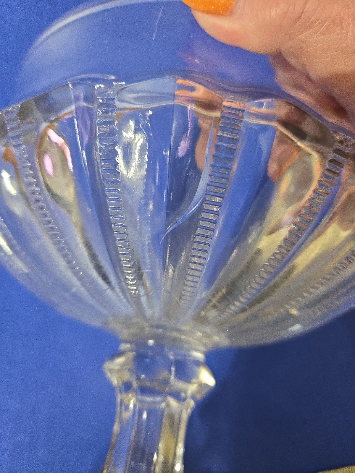 AMERICAN BRILLIANT 1800’s Cut GLASS COMPOTE W/ ZIPPER PANELS COMPOTE 7 1/2″ Tall
