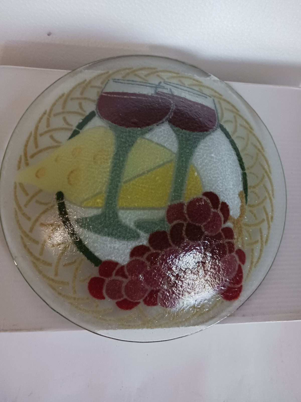 Appetizer 2 Serving Plates Peggy Karr French Italy Wine Cheese 10.5, 8.5″ sgn
