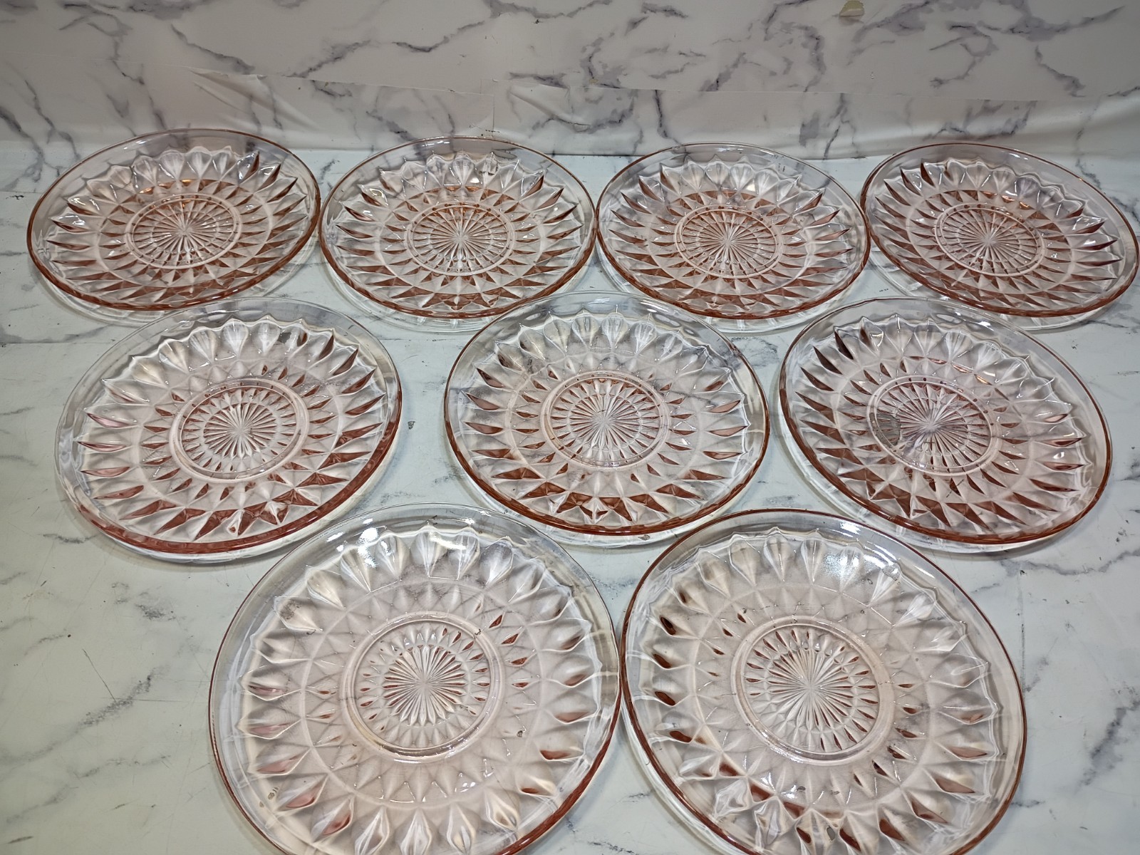 Jeannette Windsor Diamond Pink Depression Glass Lot Of 21 Vtg