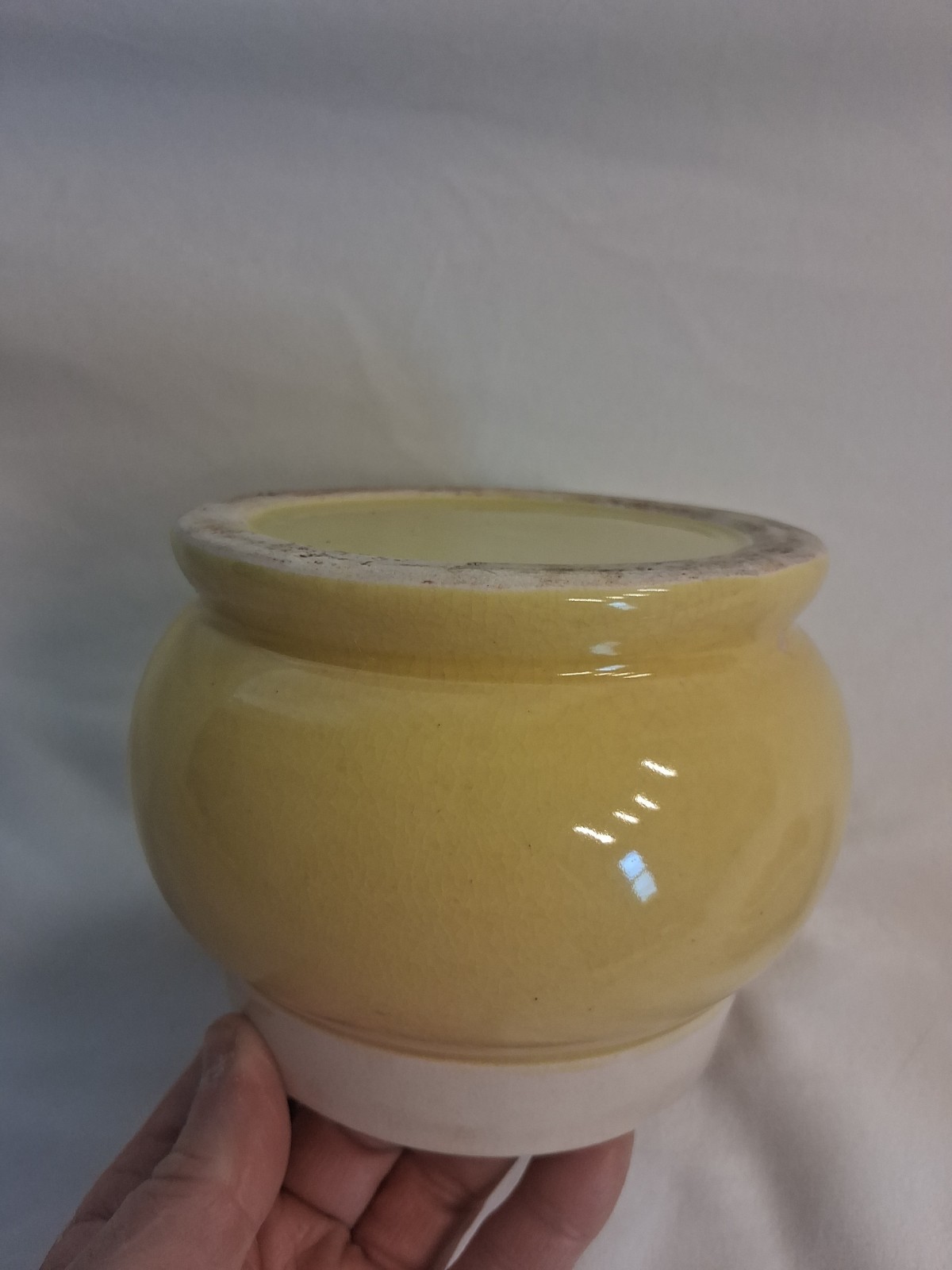 Chef Hat Kitchen Jar Canister Yellow & White 5in tall 5in wide 1950s