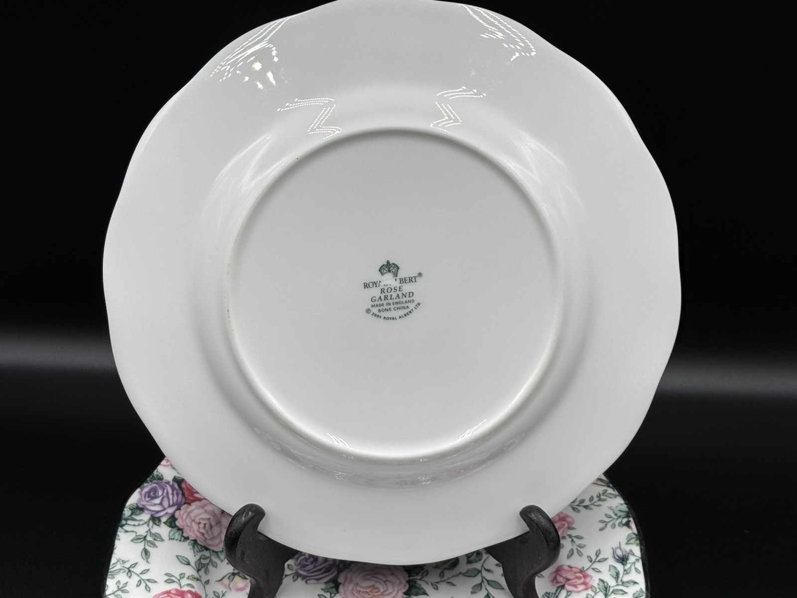 Set of (7) Royal Albert ROSE GARLAND 8.125″ Bone China Salad Plates England