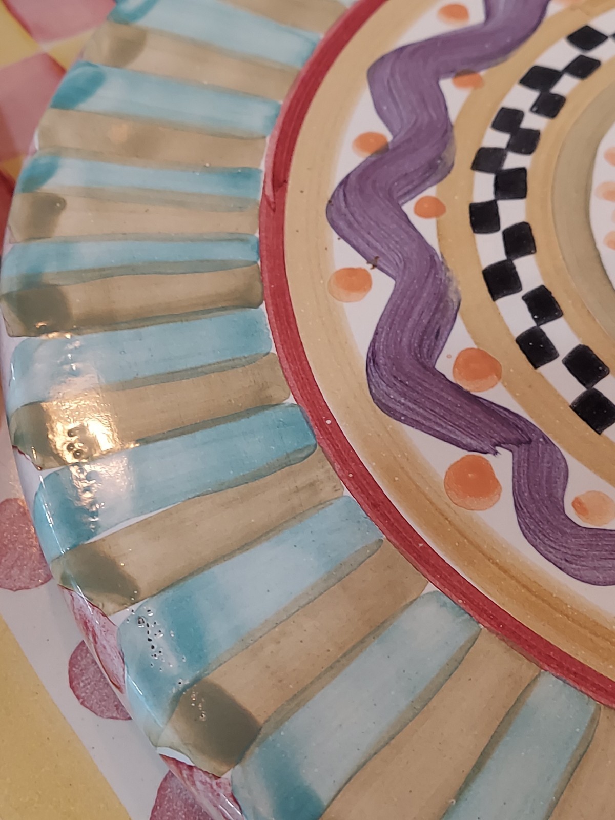 MacKenzie-Childs Odd Fellows Ceramic Cheese Board With Courtly Check