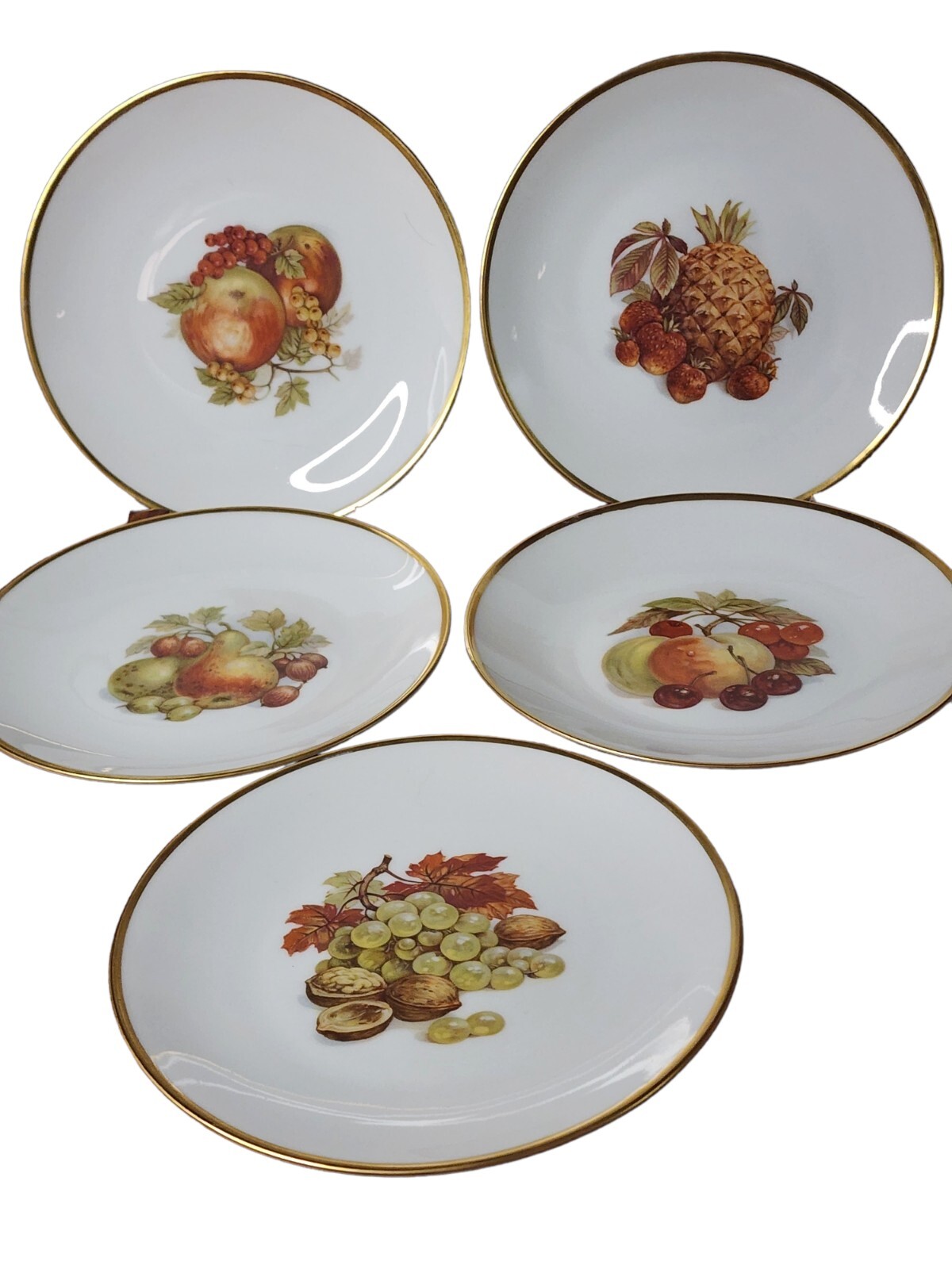 Alboth & Kaiser Fruit Plates Bavaria 6.5 in Set Of 5 Vintage Farmhouse Decore