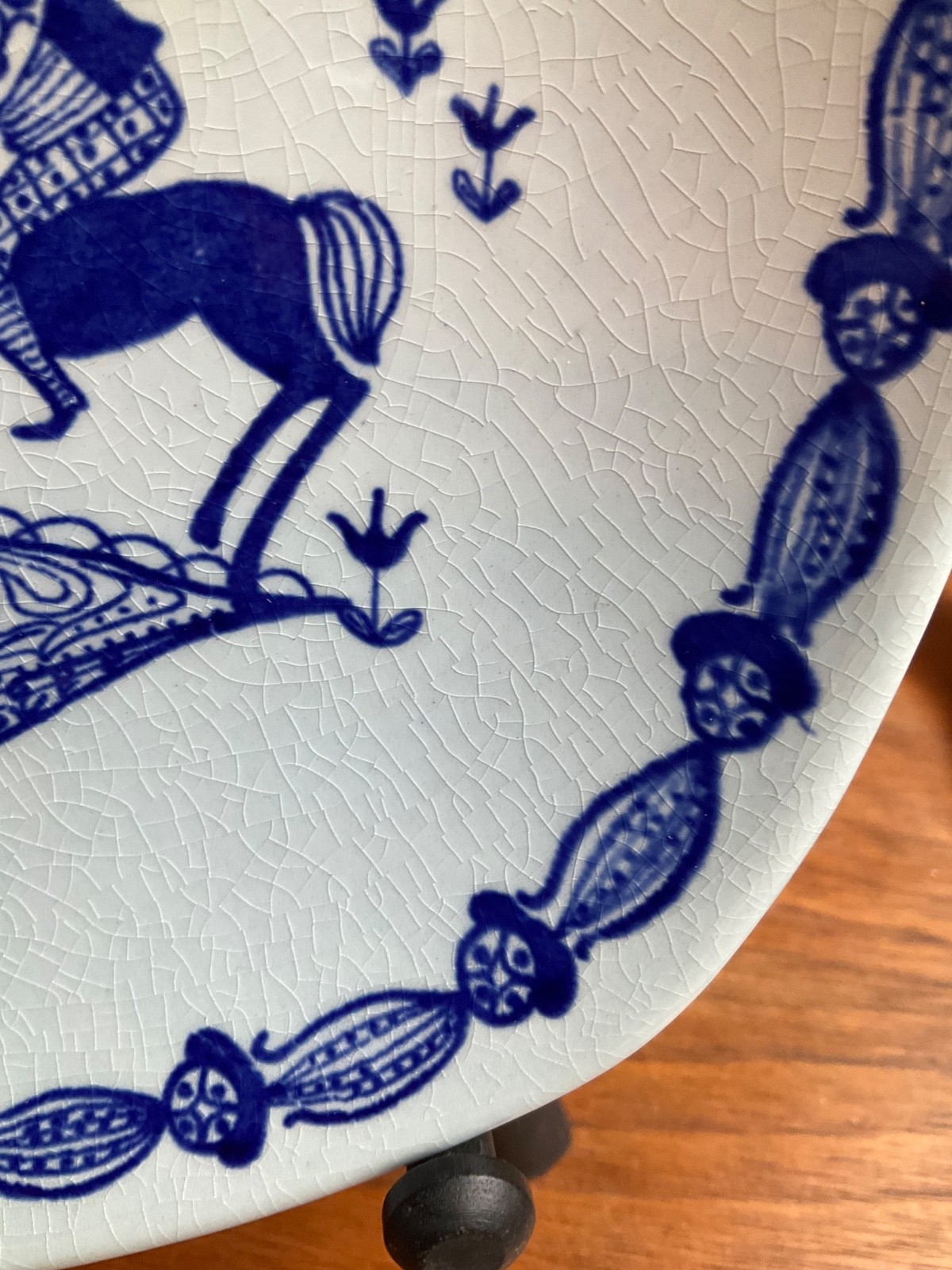 VTG STAVANGERFLINT NORWAY WALL PLATE KARI HORSES MID CENTURY SCANDINAVIAN 8″