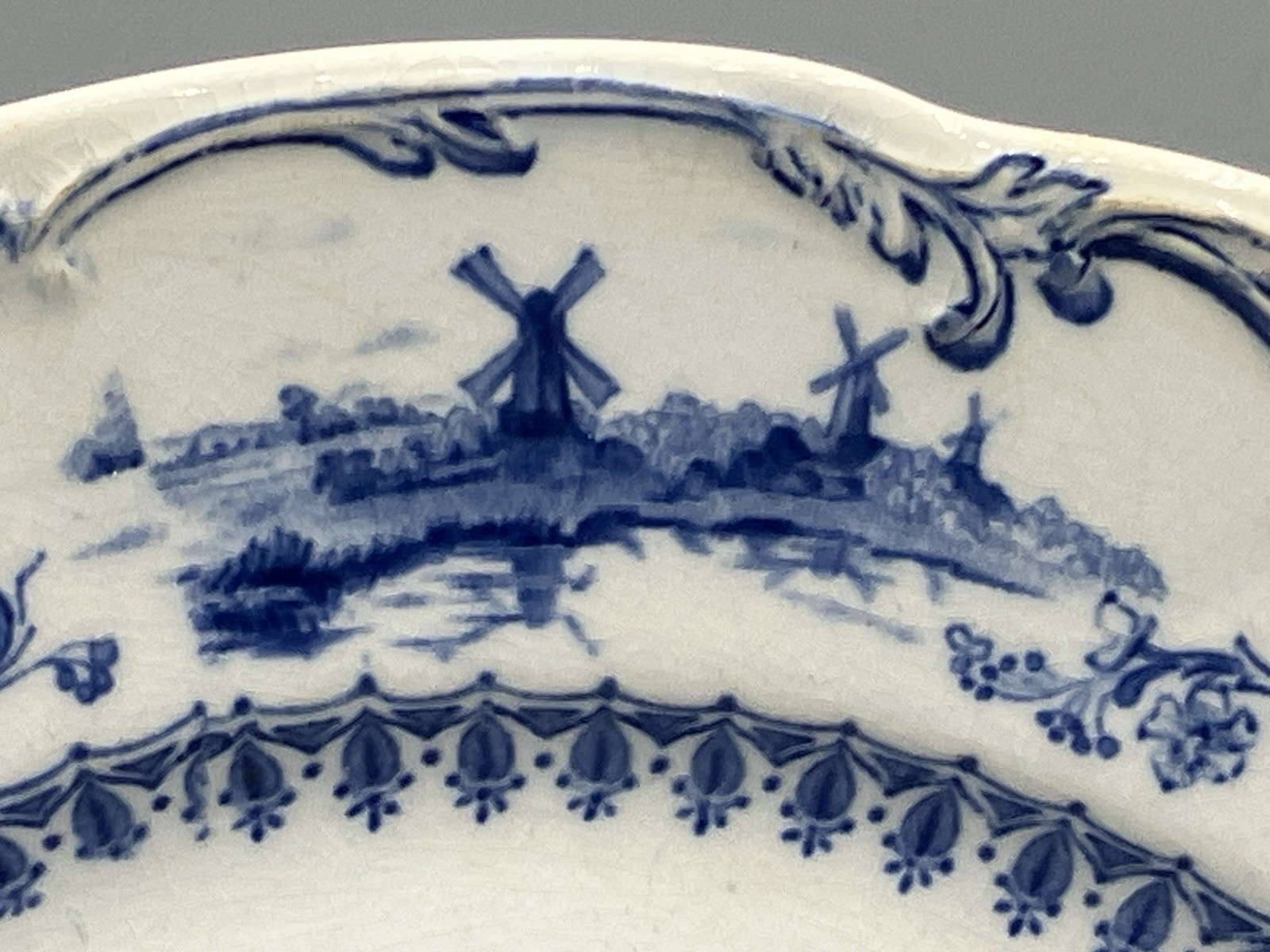 Antique Ridgways Delft Blue Plate 9″ royal Semi Porcelain England Wood & Windsor