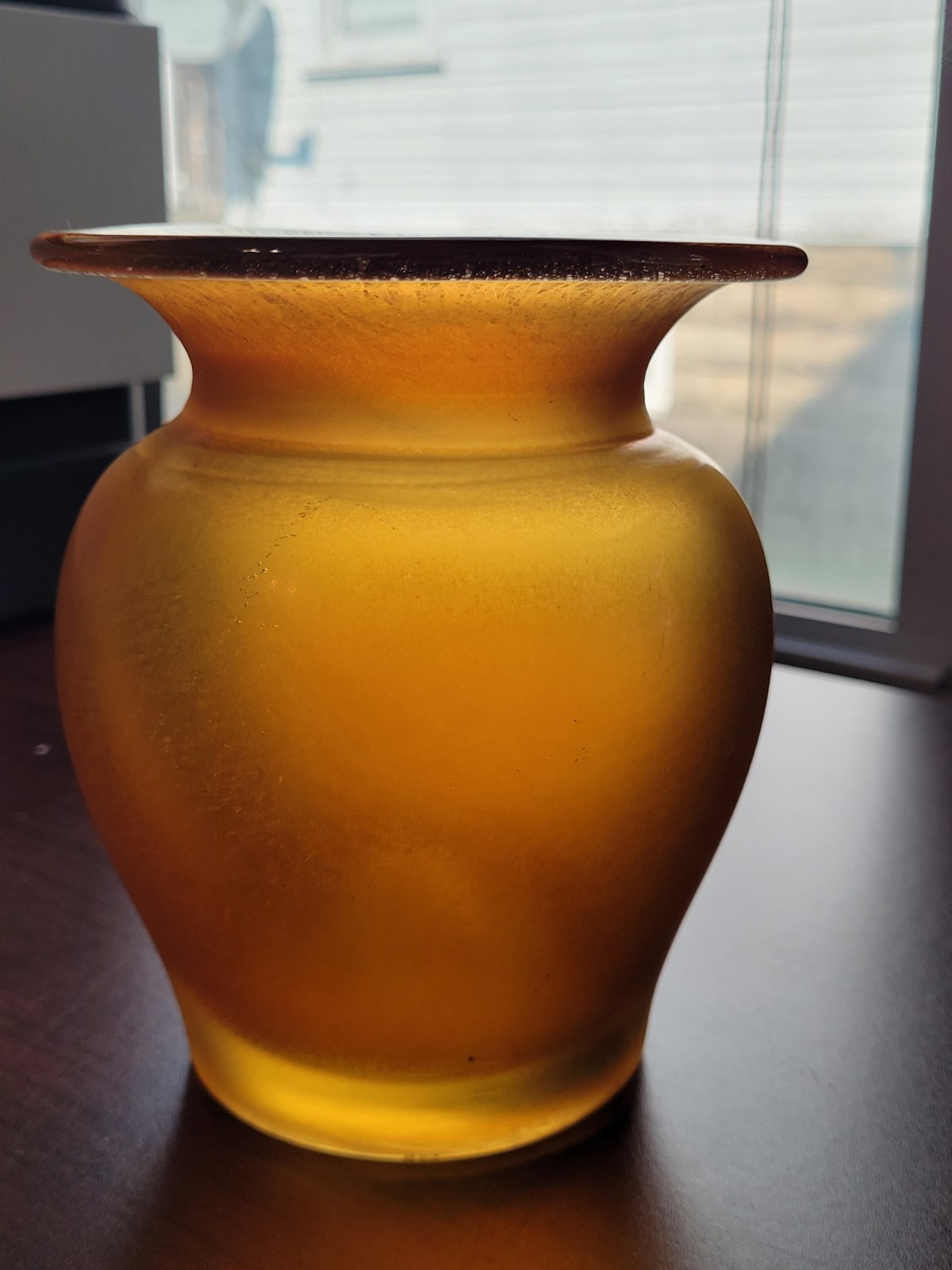 Stretch Art Glass Marigold Imperial Jewels Vase Iron Cross Signed #30 Pattern