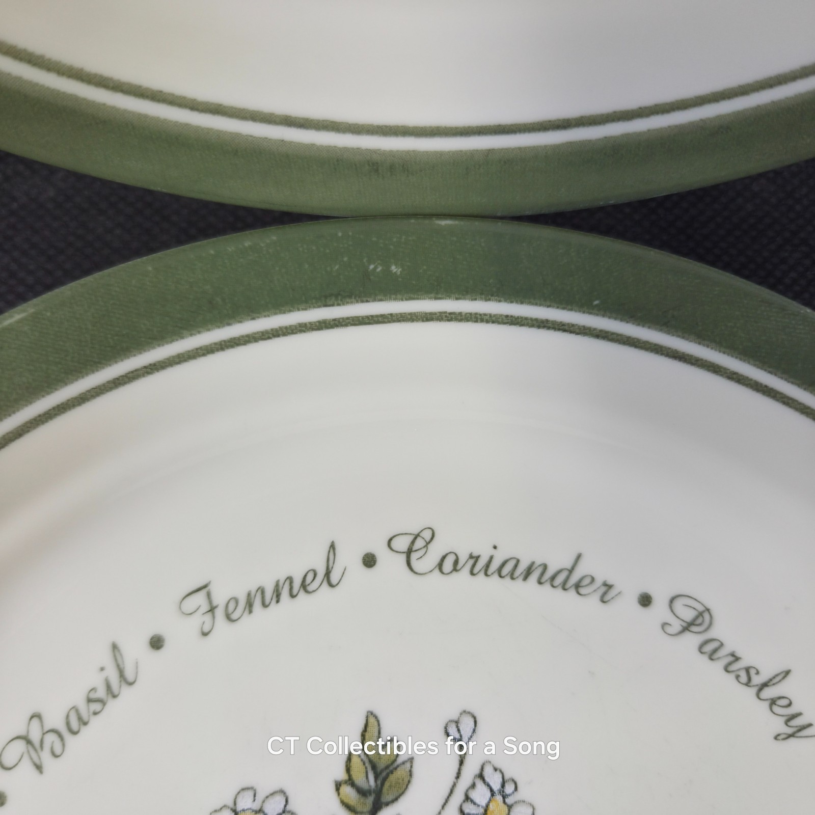 VTG Set 12 Corelle Thymeless Herbs Luncheon/Salad Plates 8 1/2″ Green