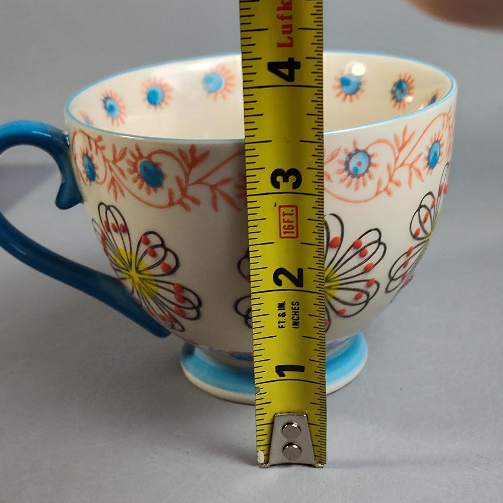 Yokohama Studio Hand Painted Footed Coffee Mug & Plate Textured Raised Dots 10oz