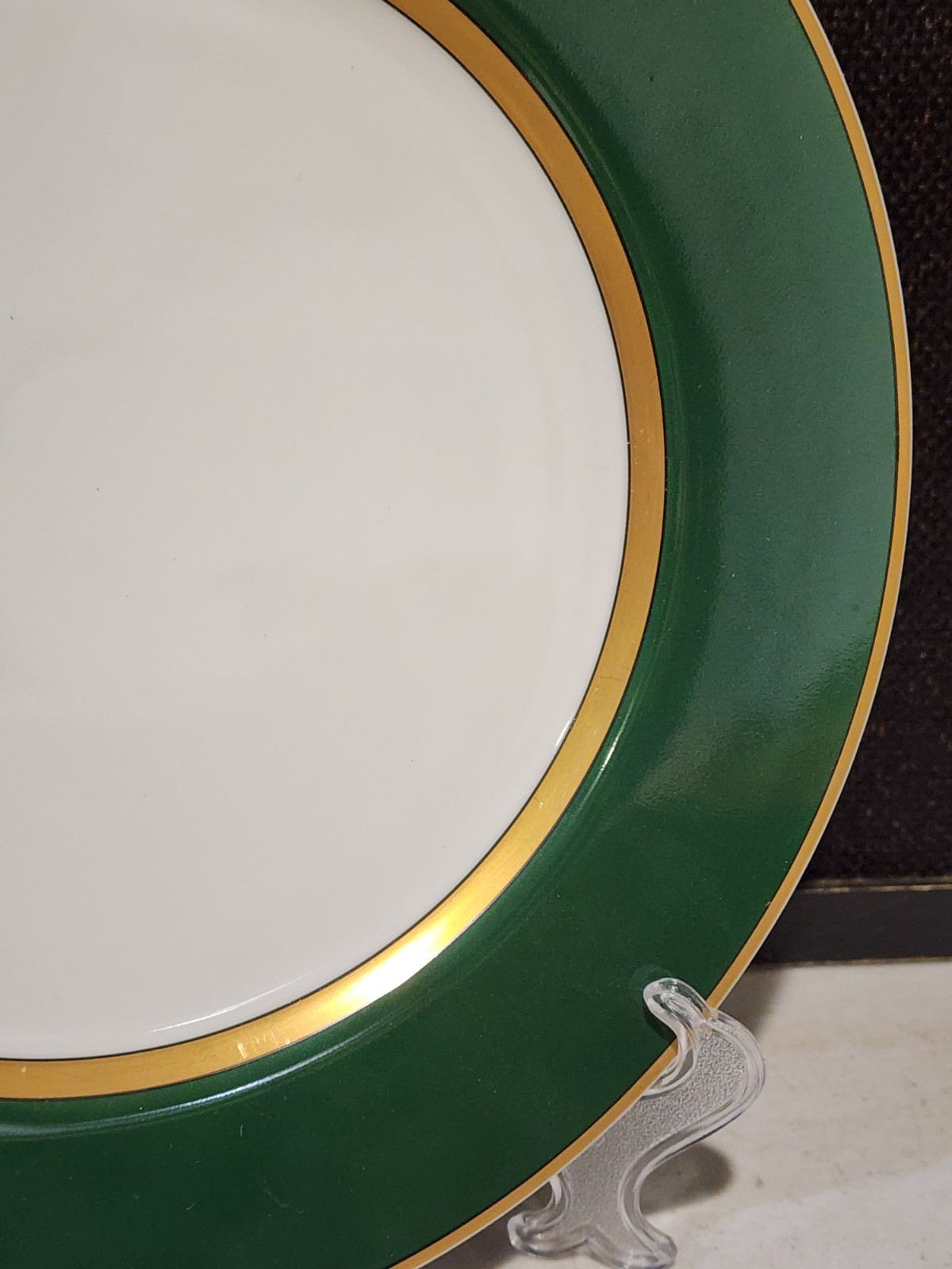 1- Vintage 1978 Fitz & Floyd Renaissance Dark Green 10 1/4″ Dinner Plate