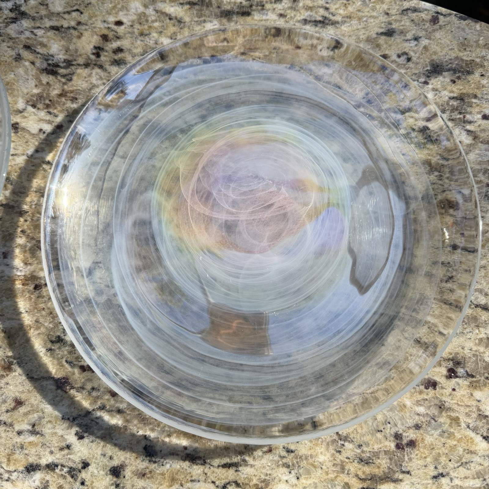 Artistic Accents Salad Plates Iridescent White Swirl Glass 8.25″ Set Of 4