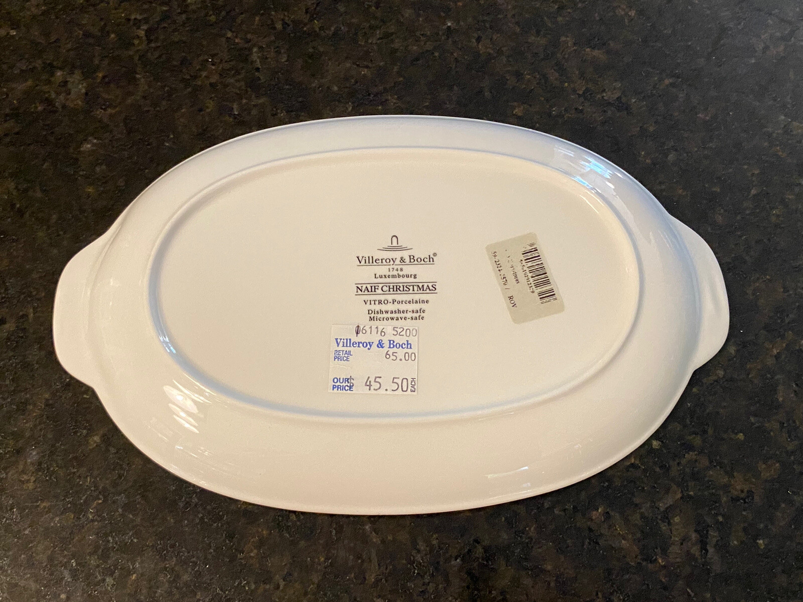 Villeroy & Boch Naif Christmas Laplau Handled Pickle Dish Serving Tray NEW W Tag