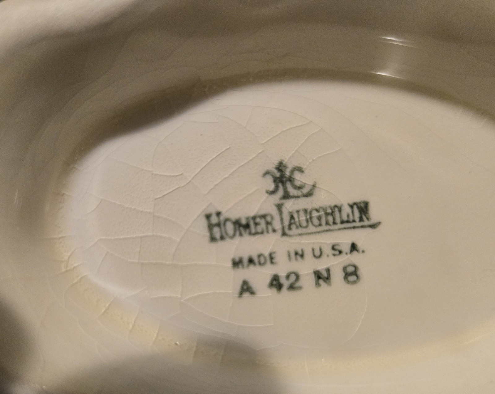 Homer Laughlin Marigold Pattern Gravy Boat with Platinum Trim