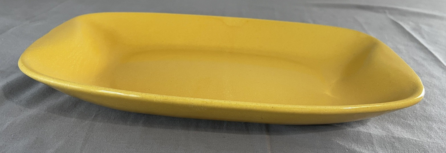 Vintage La Solana Pottery Ware Mustard Yellow 13″ Serving Tray Minimalist Style