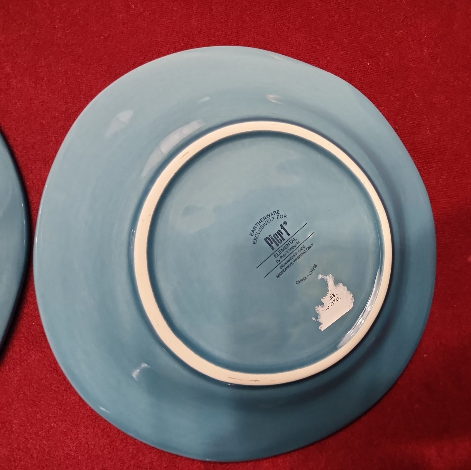 PIER 1 Stoneware ELEMENTAL 4 Salad Plates 8 25″ Smoke Blue RETIRED Asymmetrical